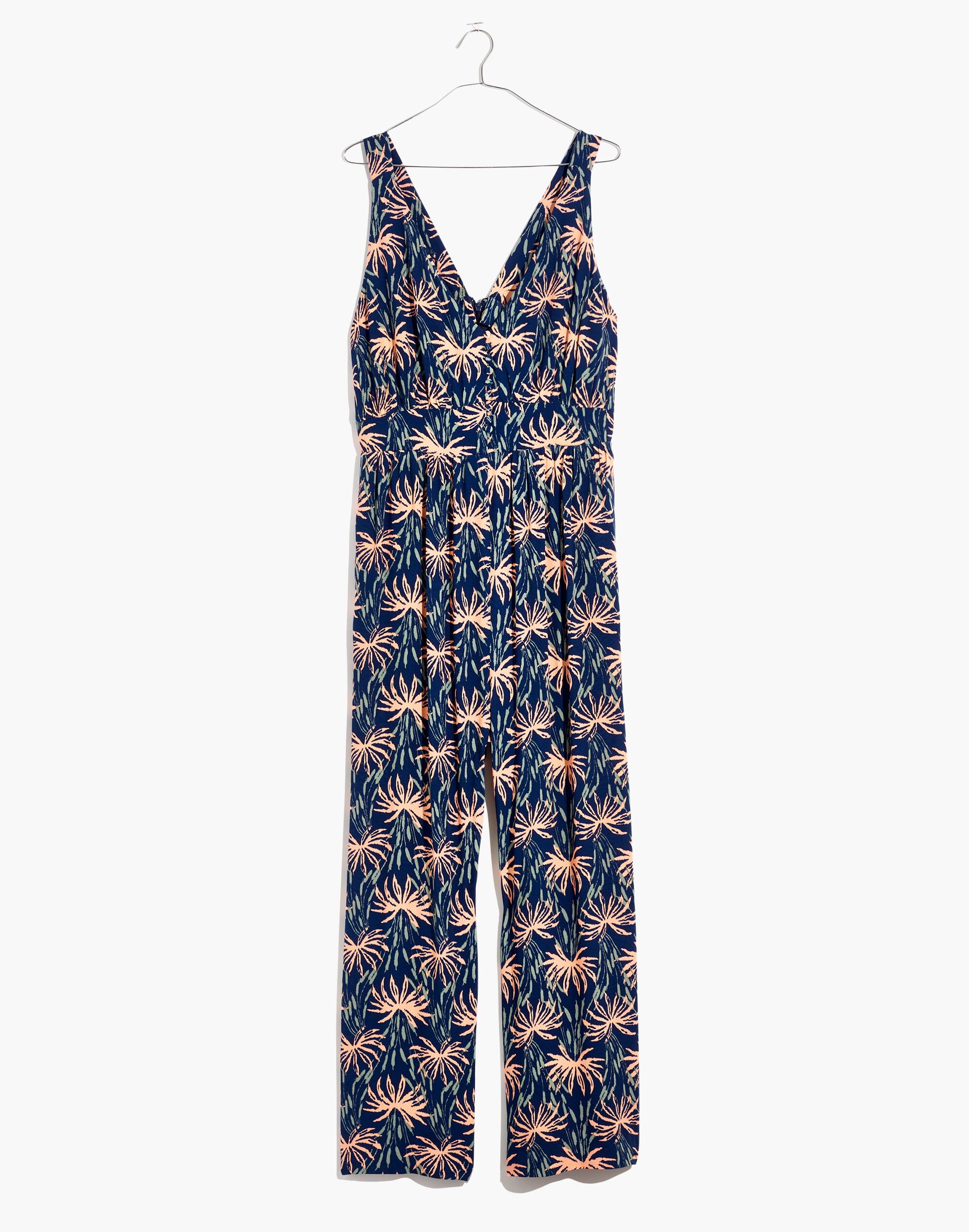 V-Back Wide-Leg Jumpsuit in Oasis Palms