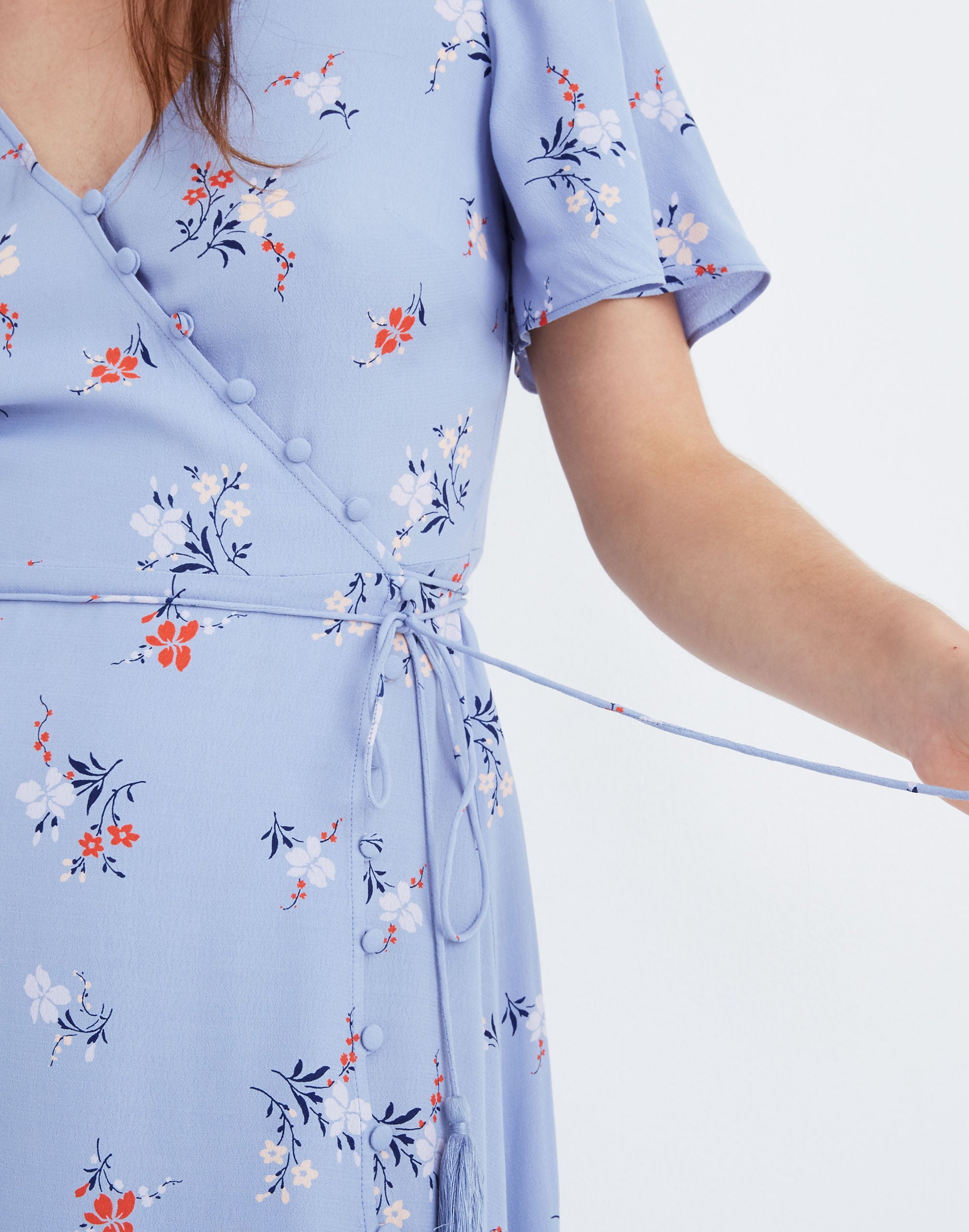 Button-Wrap Midi Dress in Aloha Floral