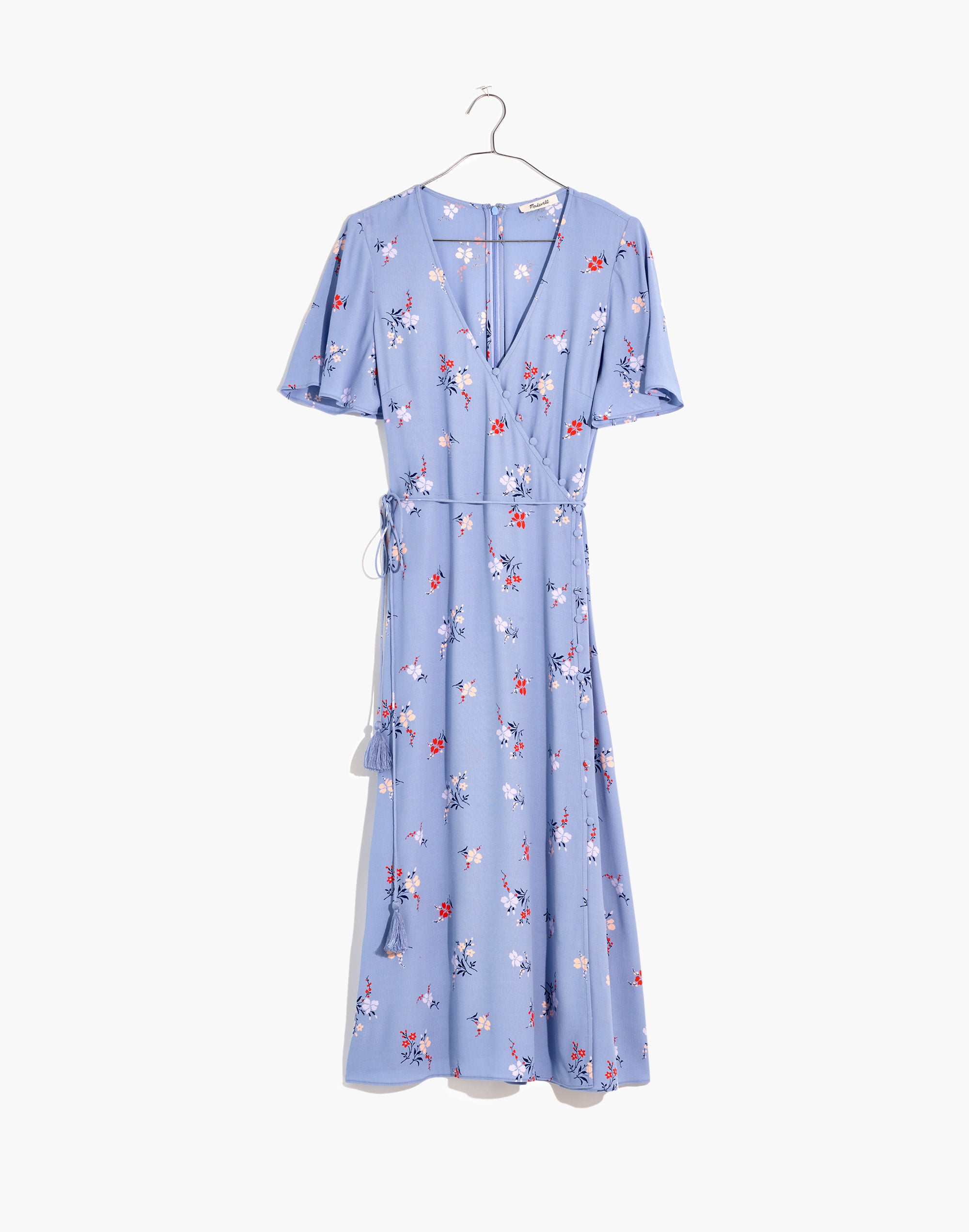 Button-Wrap Midi Dress in Aloha Floral