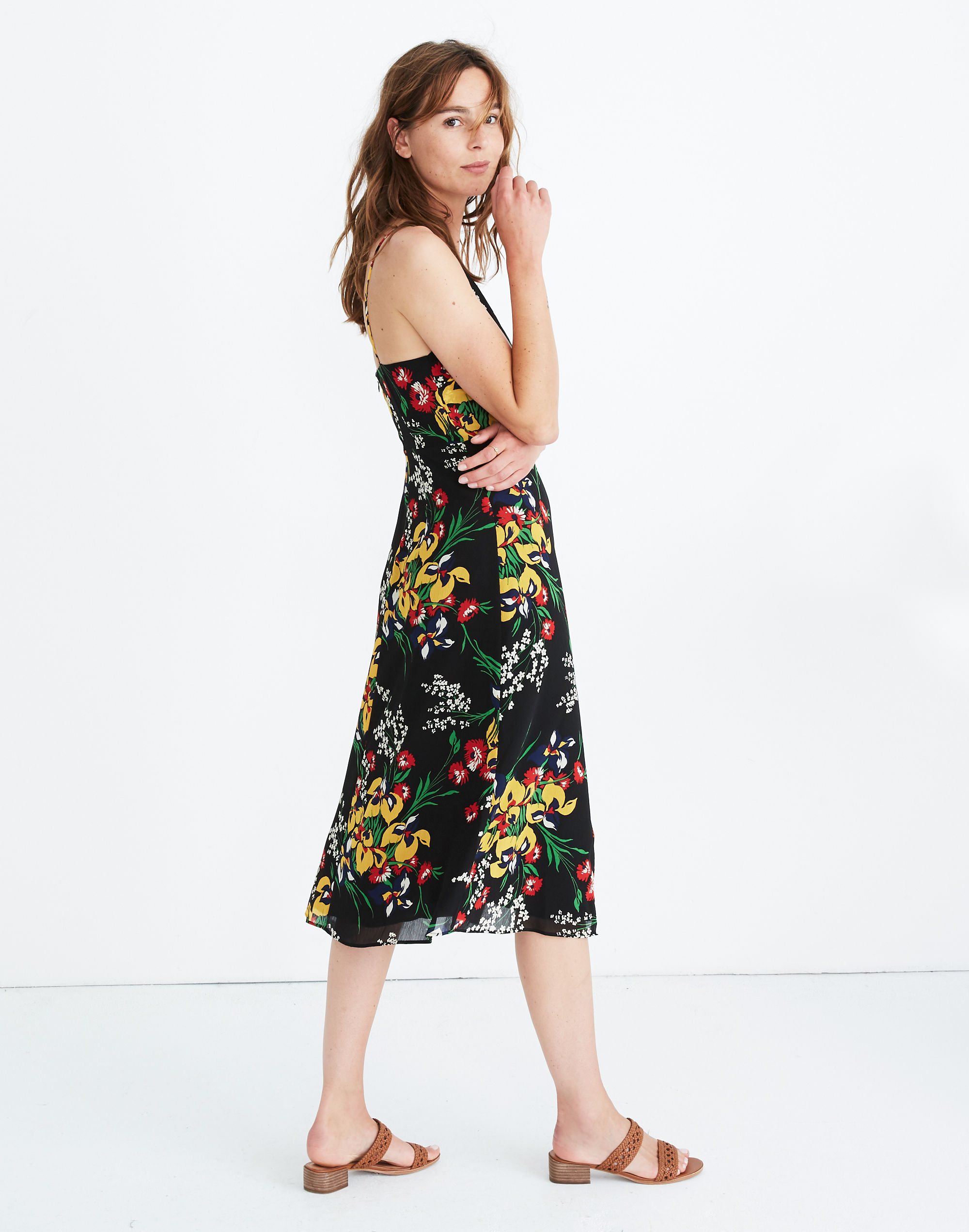 Side-Button Wrap Cami Dress in Orchid Bouquet