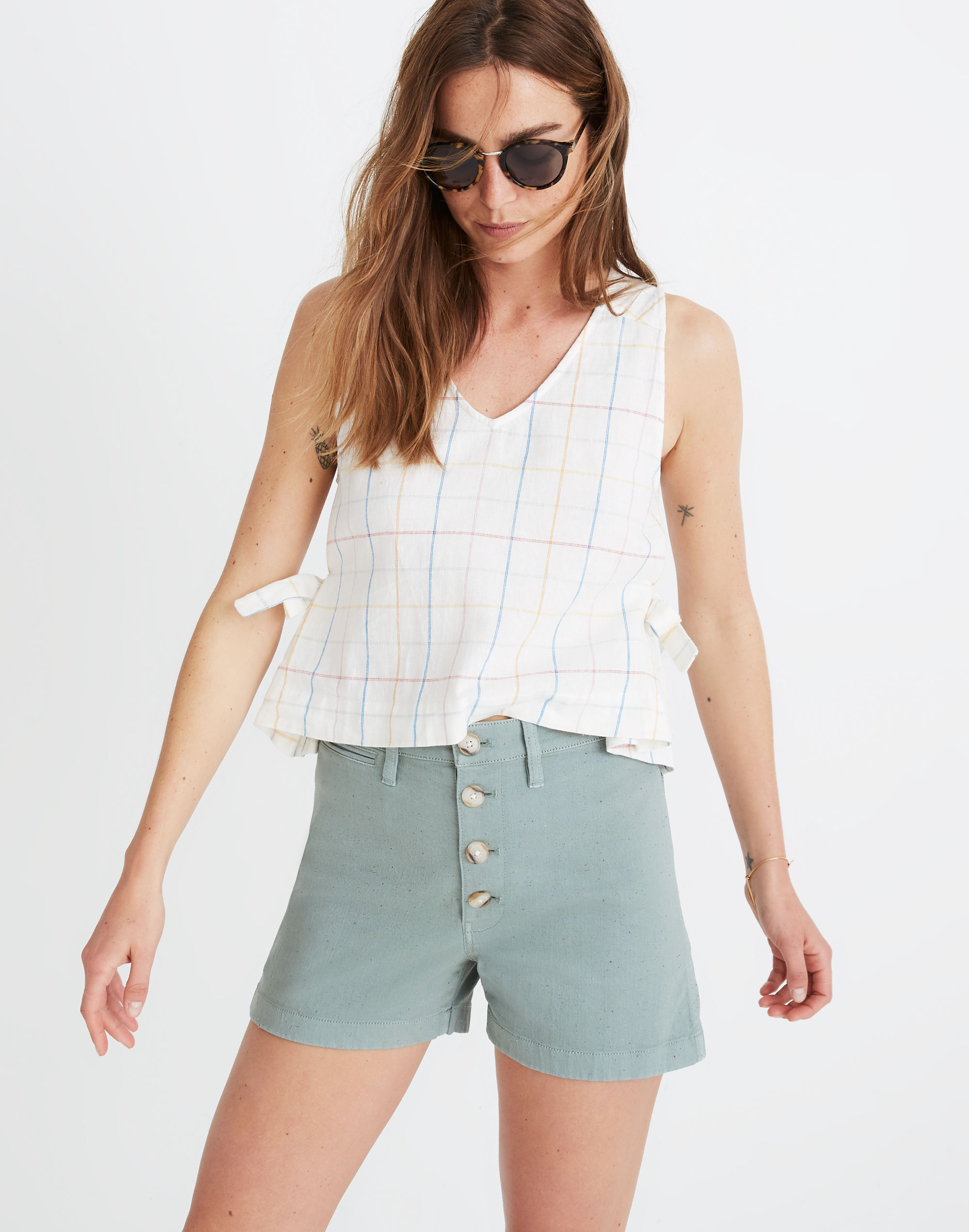 Emmett Shorts in Rainbow Flecks: Button-Front Edition