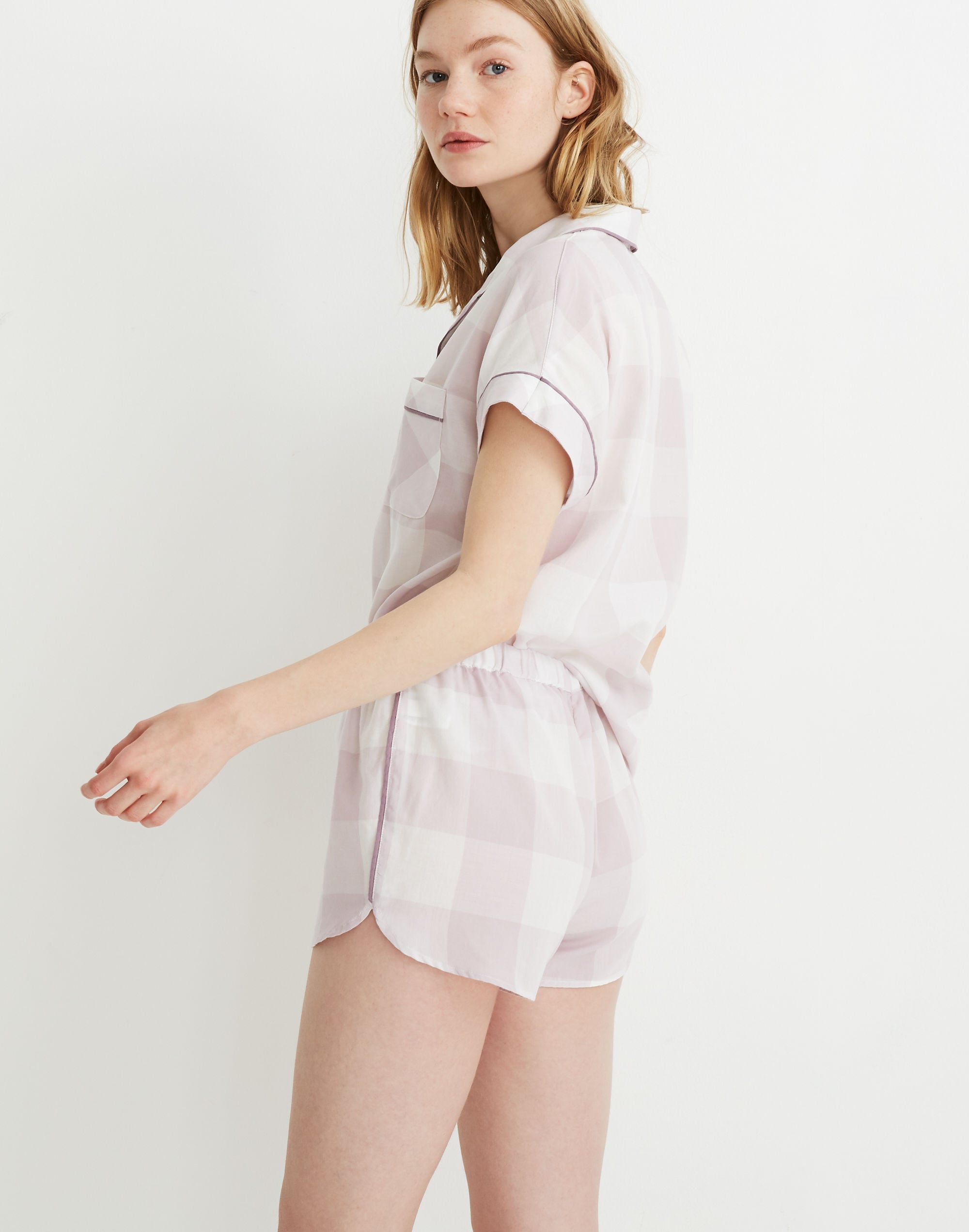 Bedtime Pajama Top in Lilac Gingham