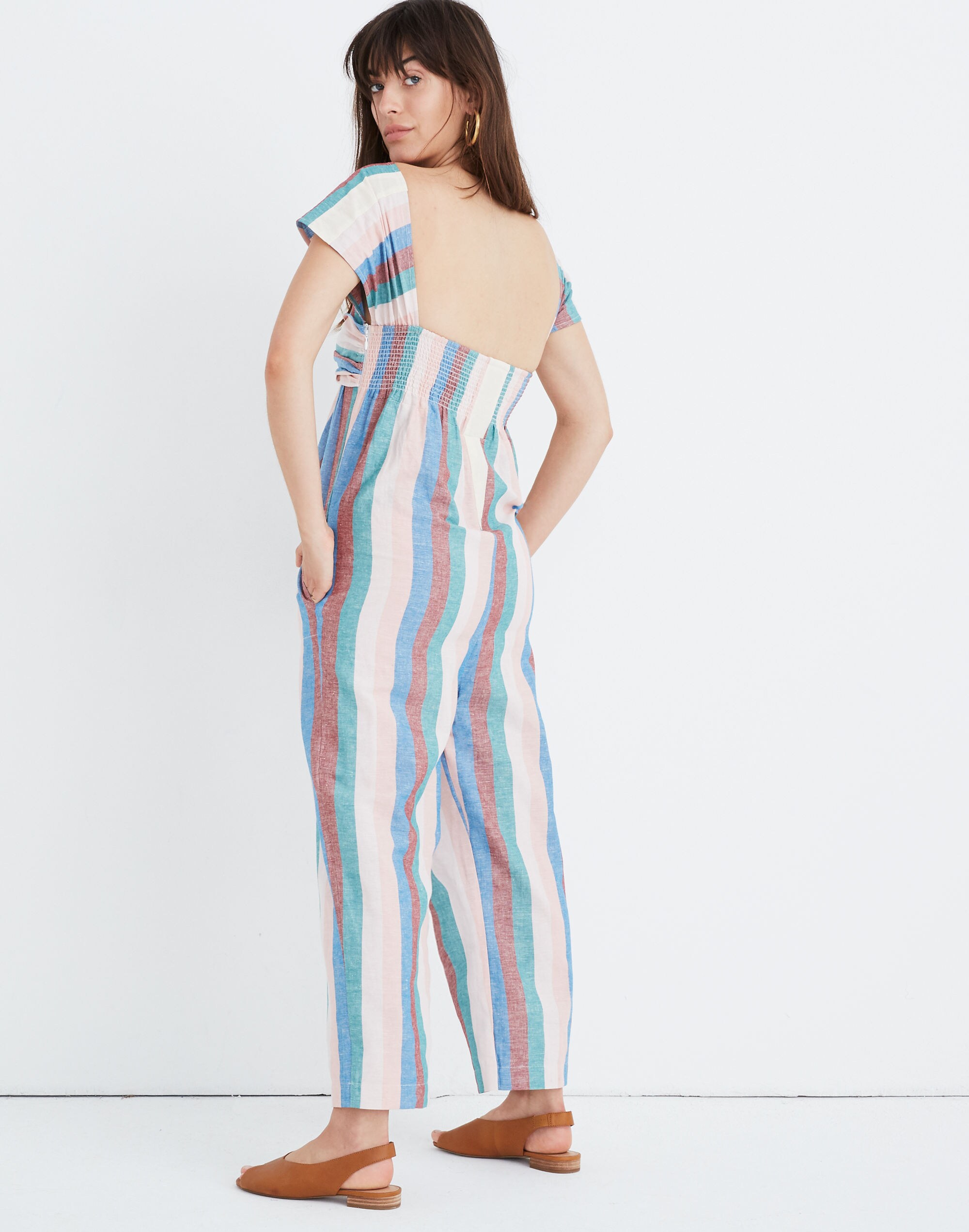 Cap-Sleeve Tie Jumpsuit in Flagstaff Stripe