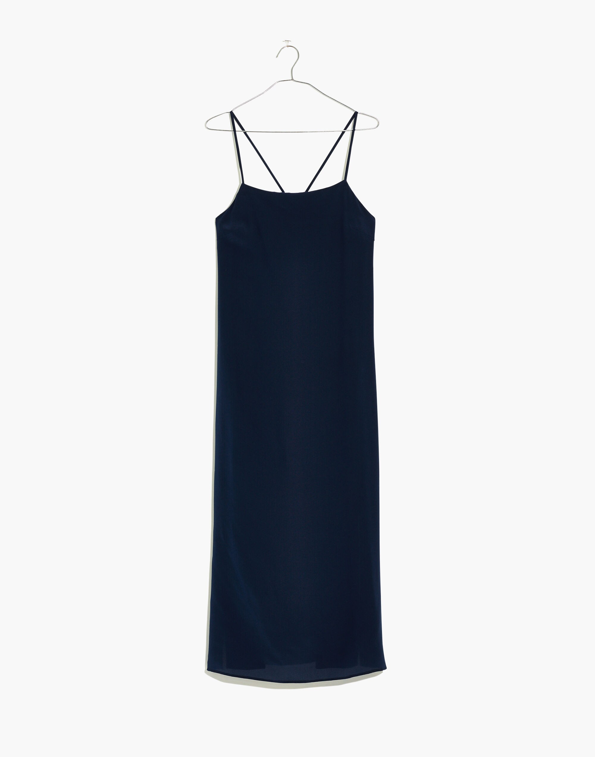 Silk Cross-Back Slip Midi Dress