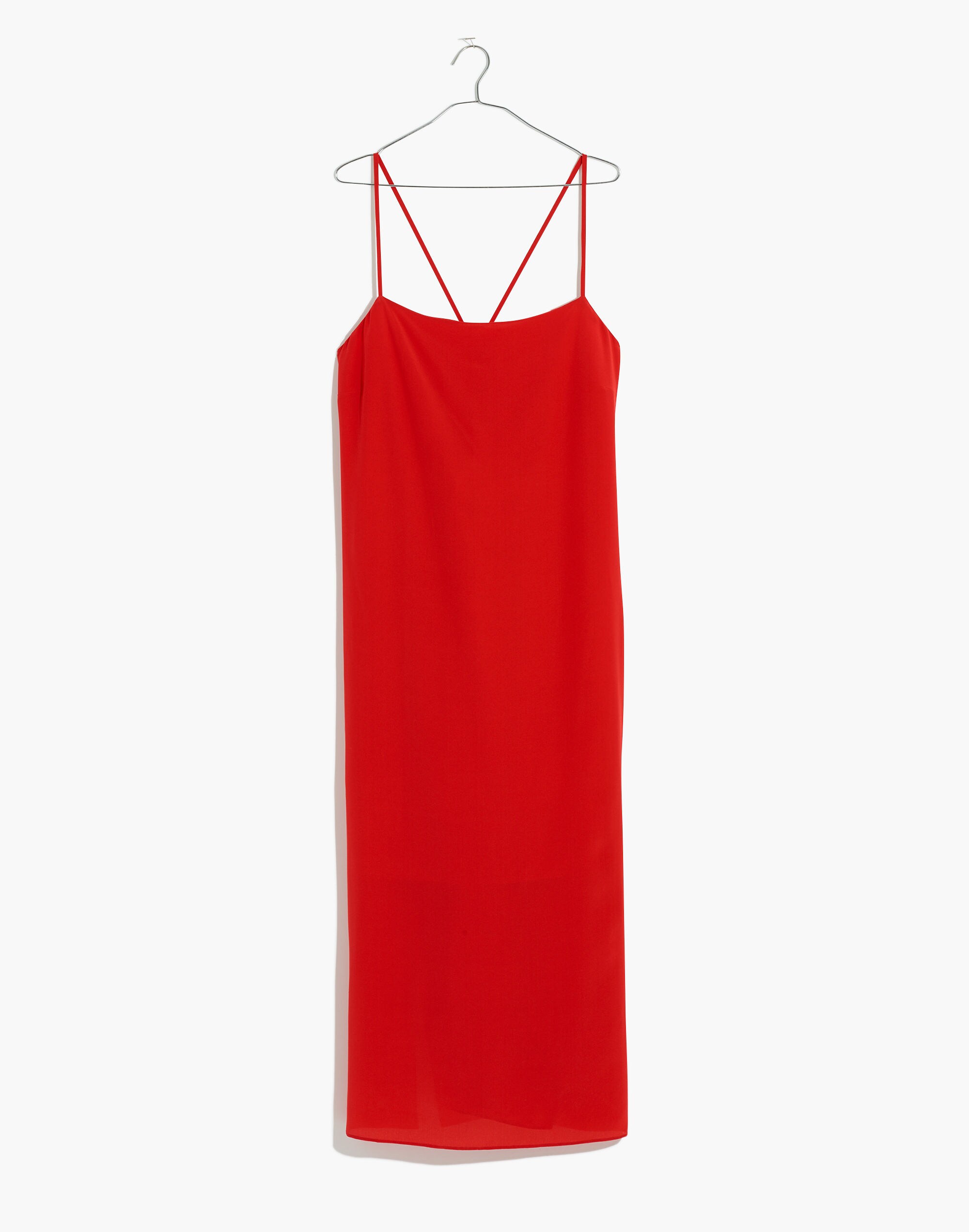 Silk Cross-Back Slip Midi Dress