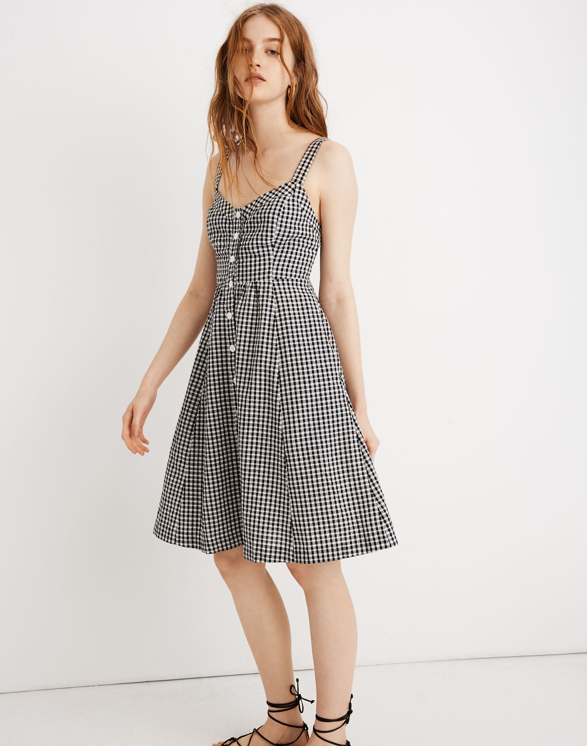 Smocked-Back Dress in Gingham