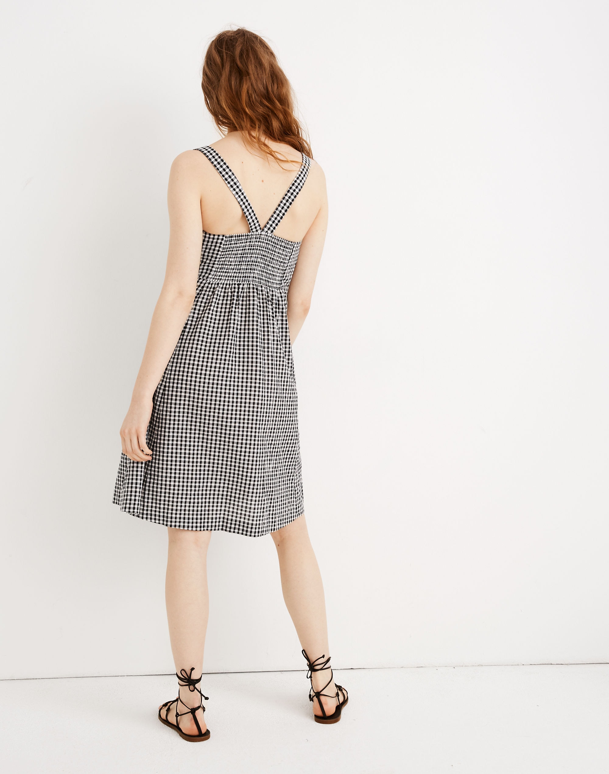 Smocked-Back Dress in Gingham