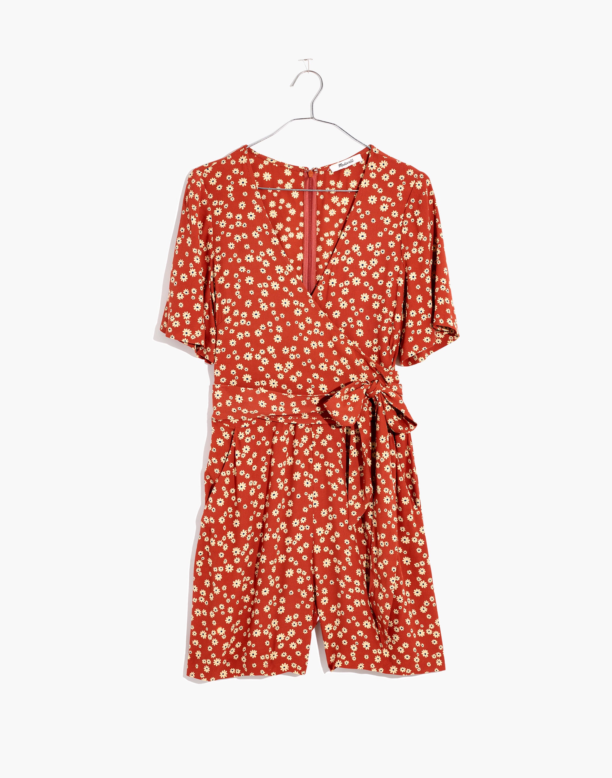 Wrap-Front Romper in Daisy Field