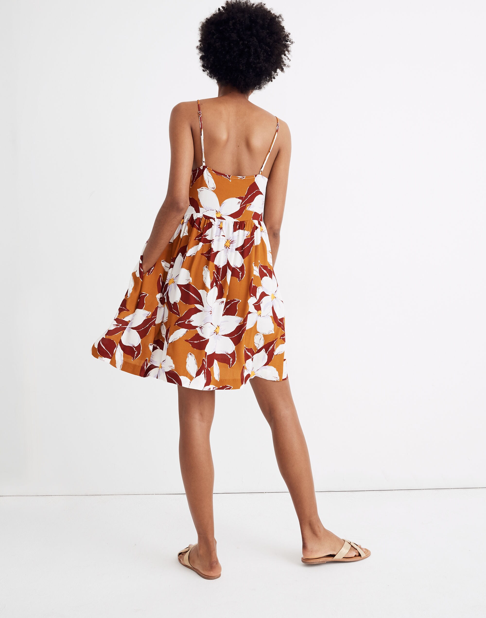 Button-Front Cami Dress in Island Magnolias