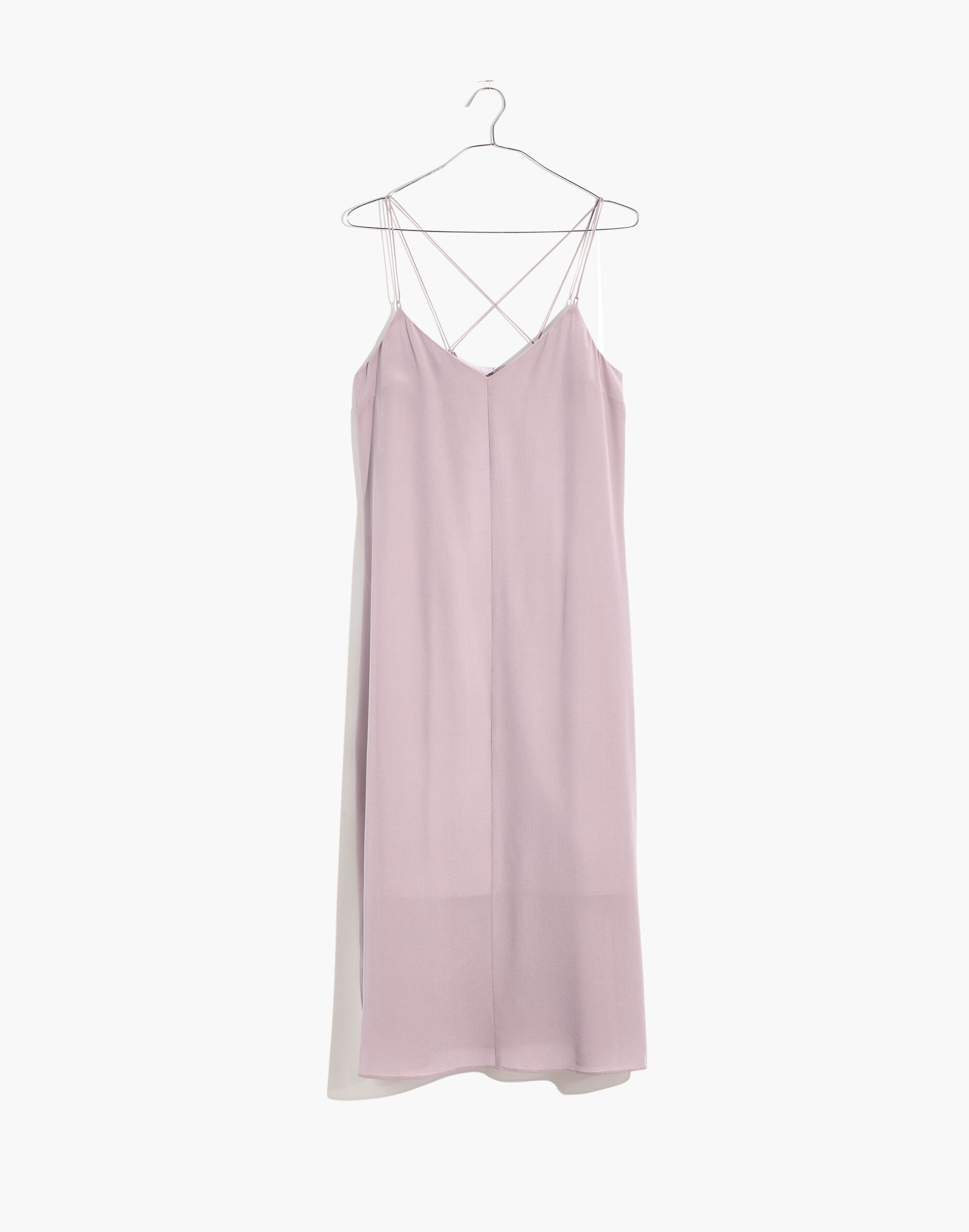 Silk Cross-Back Cami Slip Dress