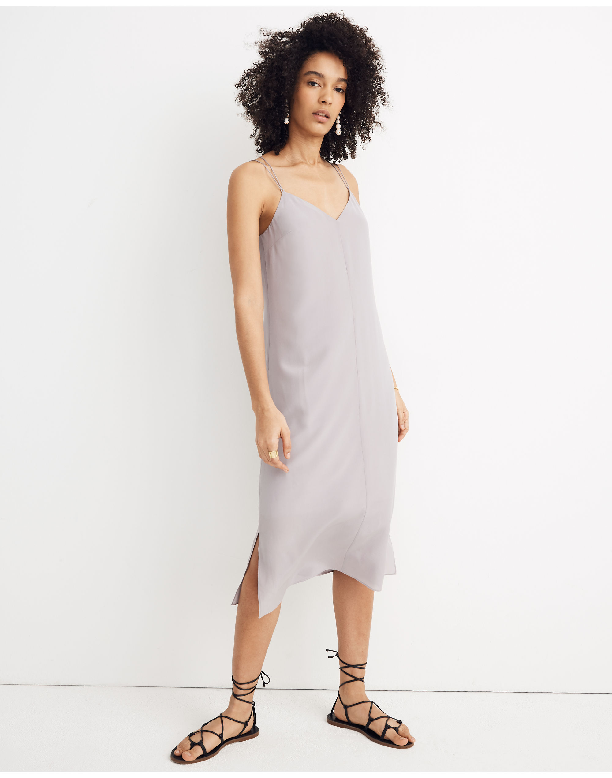 Silk Cross-Back Cami Slip Dress