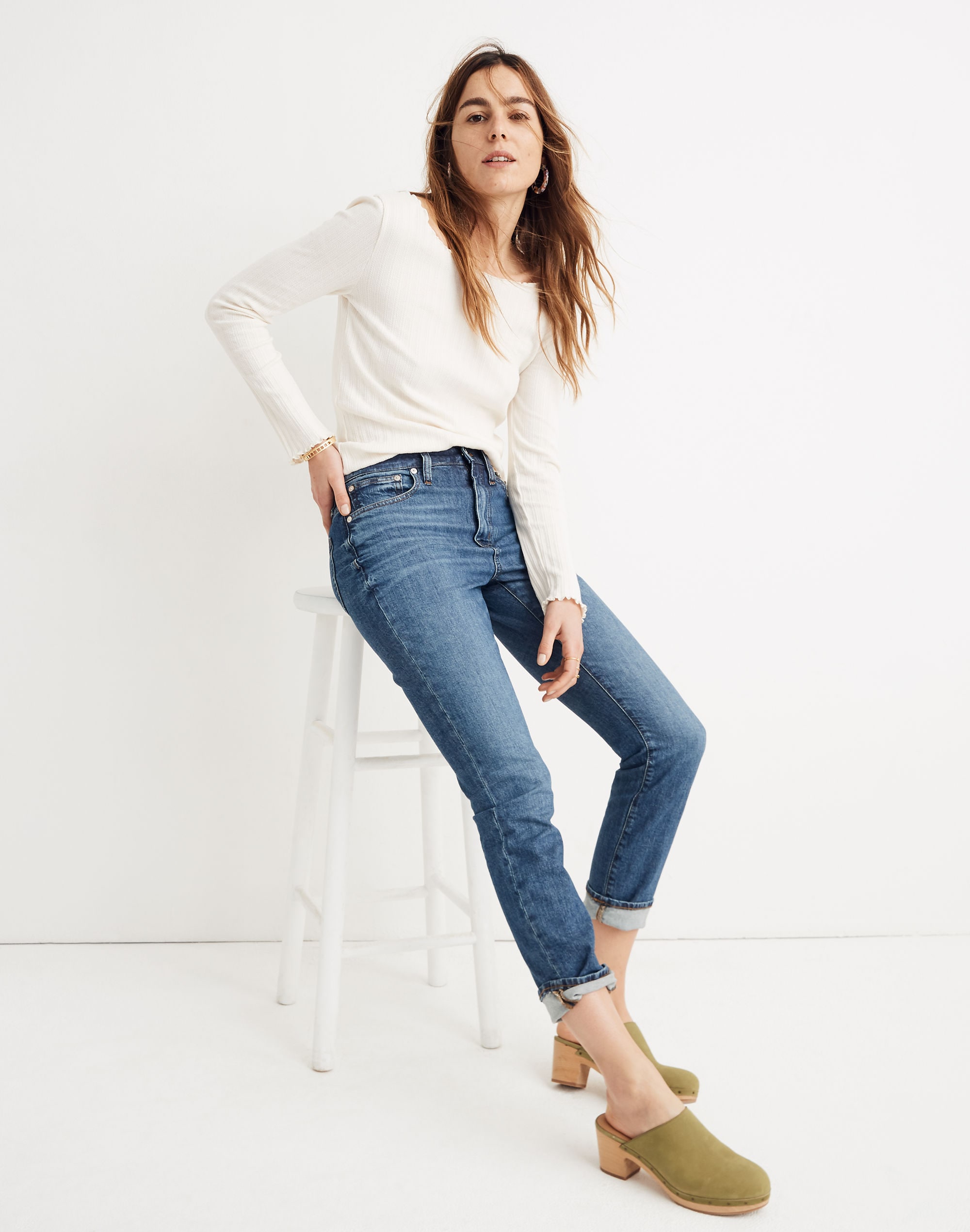 The High-Rise Slim Boyjean in Evangeline Wash