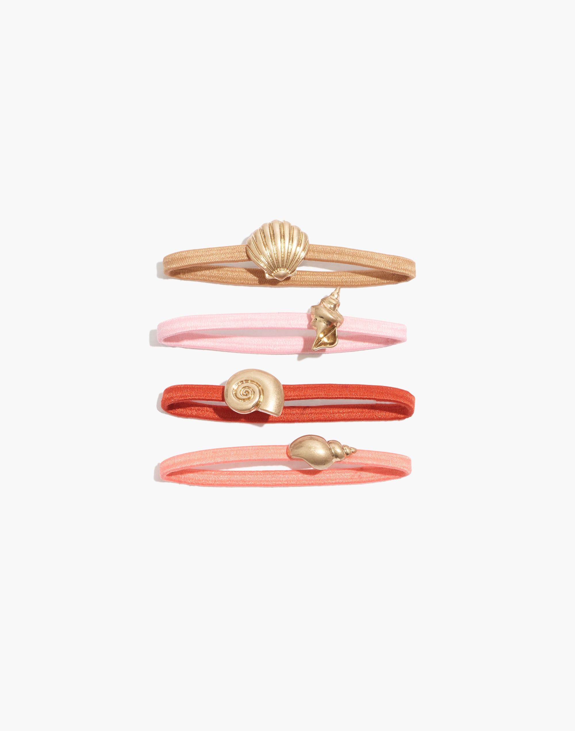 four-pack seashell hair ties