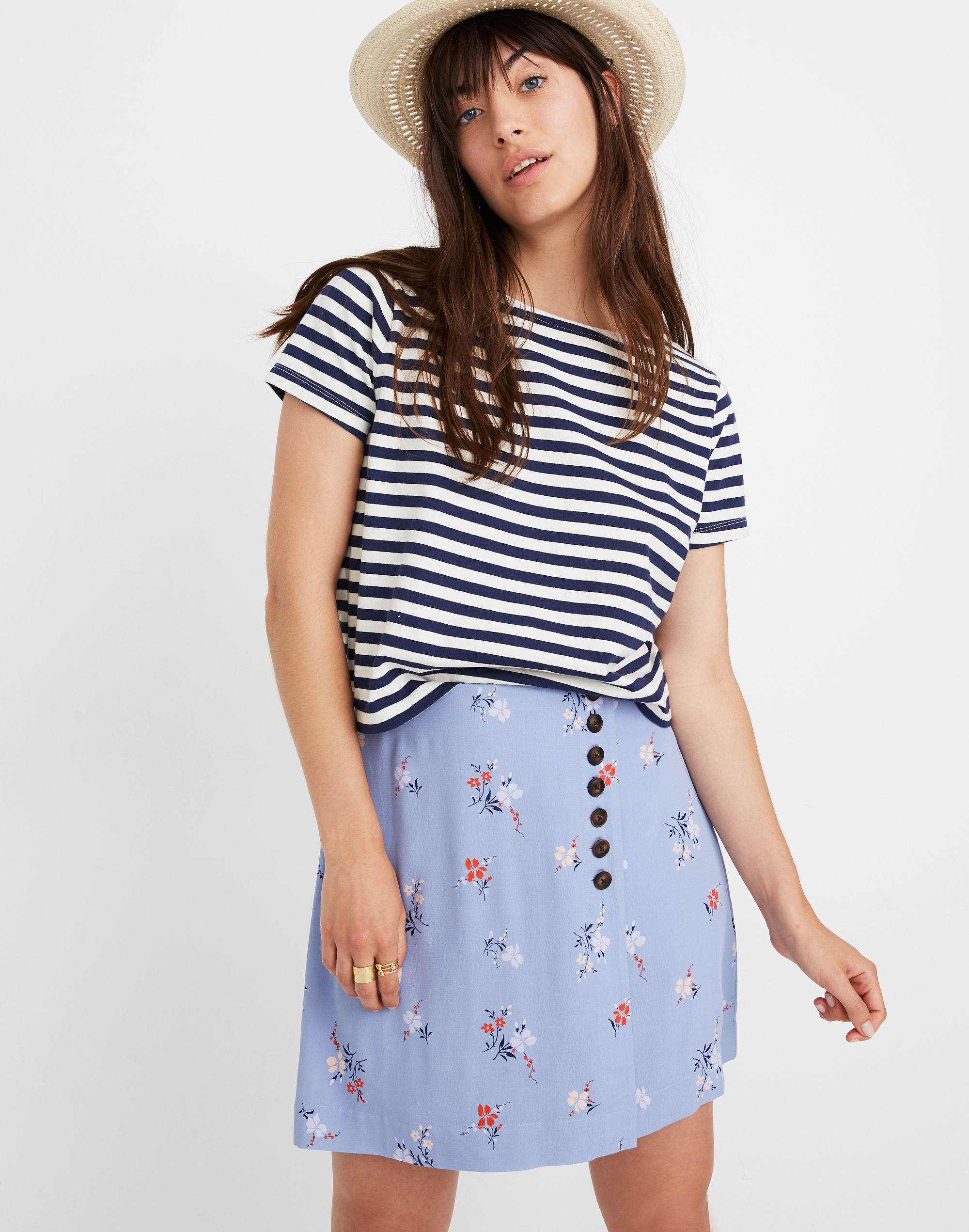 Side-Button Mini Skirt in Aloha Floral