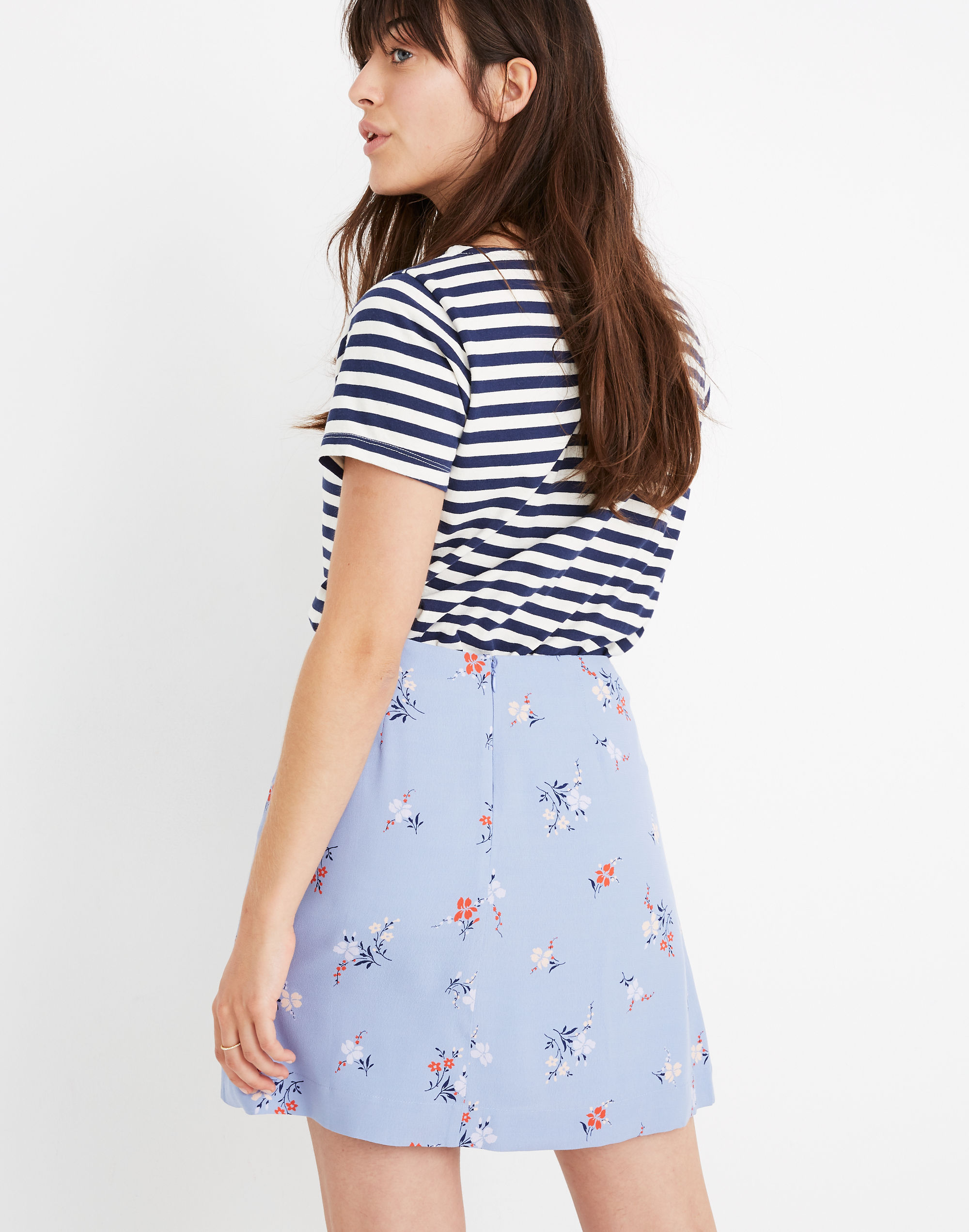 Side-Button Mini Skirt in Aloha Floral