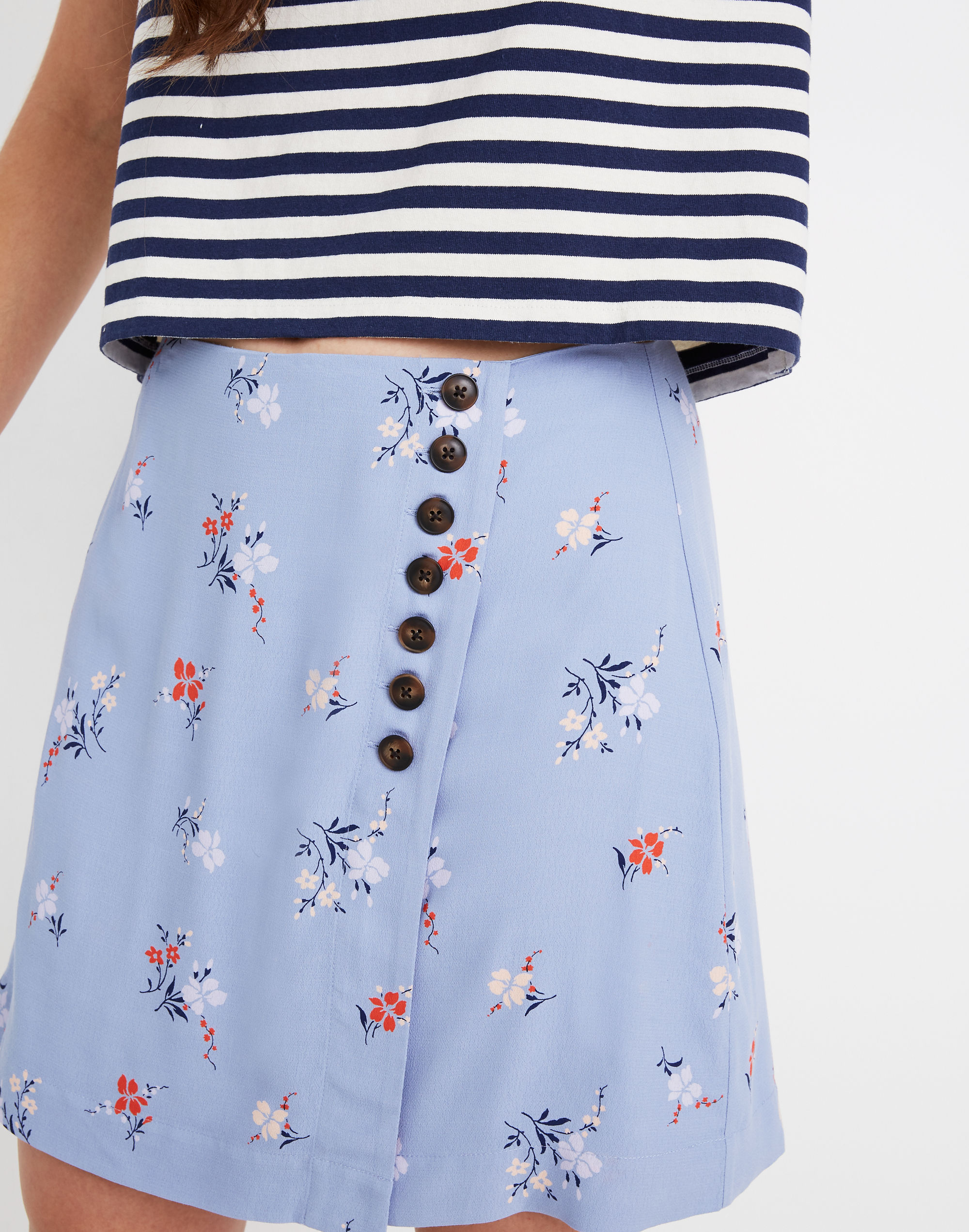 Side-Button Mini Skirt in Aloha Floral