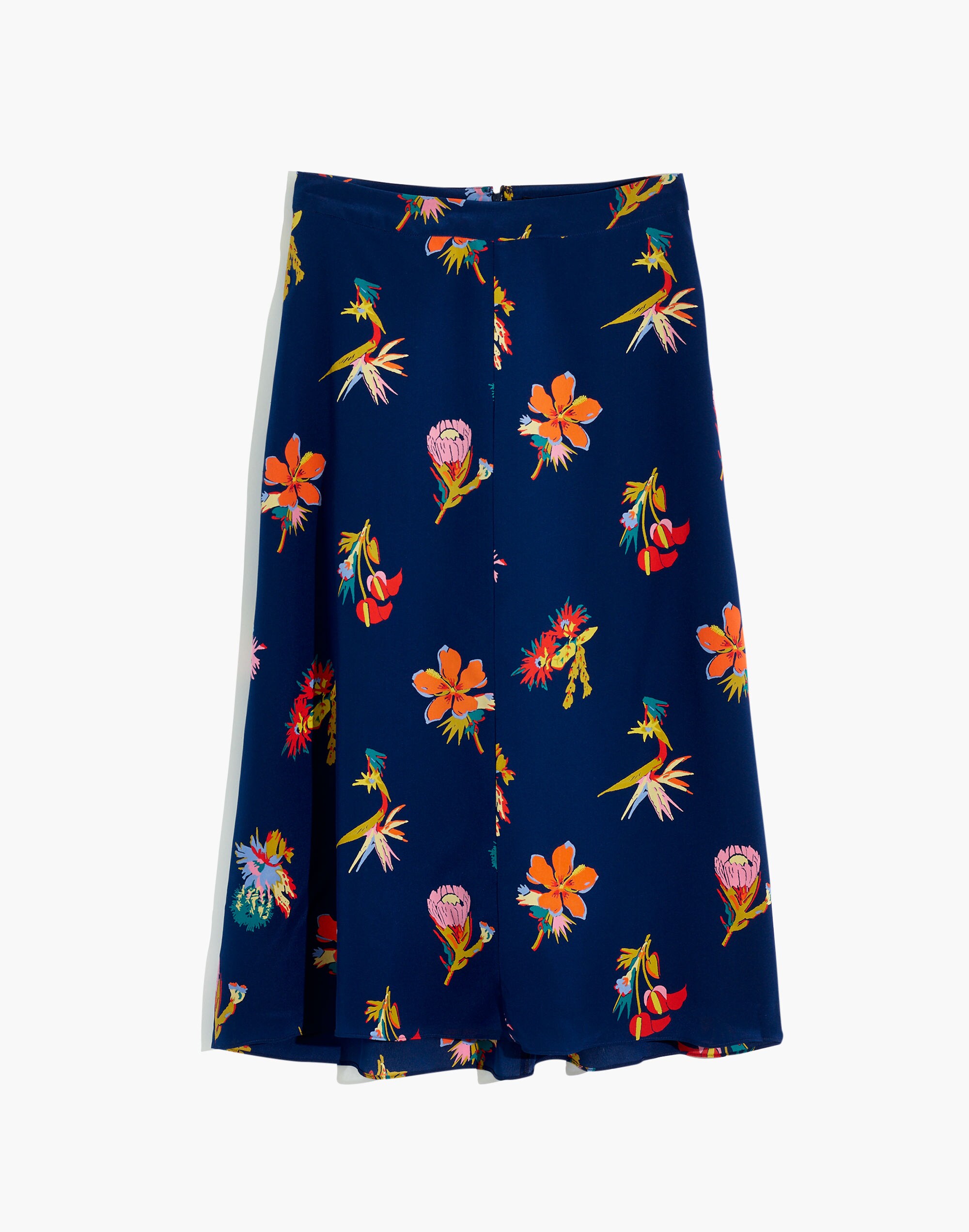 Silk Atrium Midi Skirt in Bird of Paradise