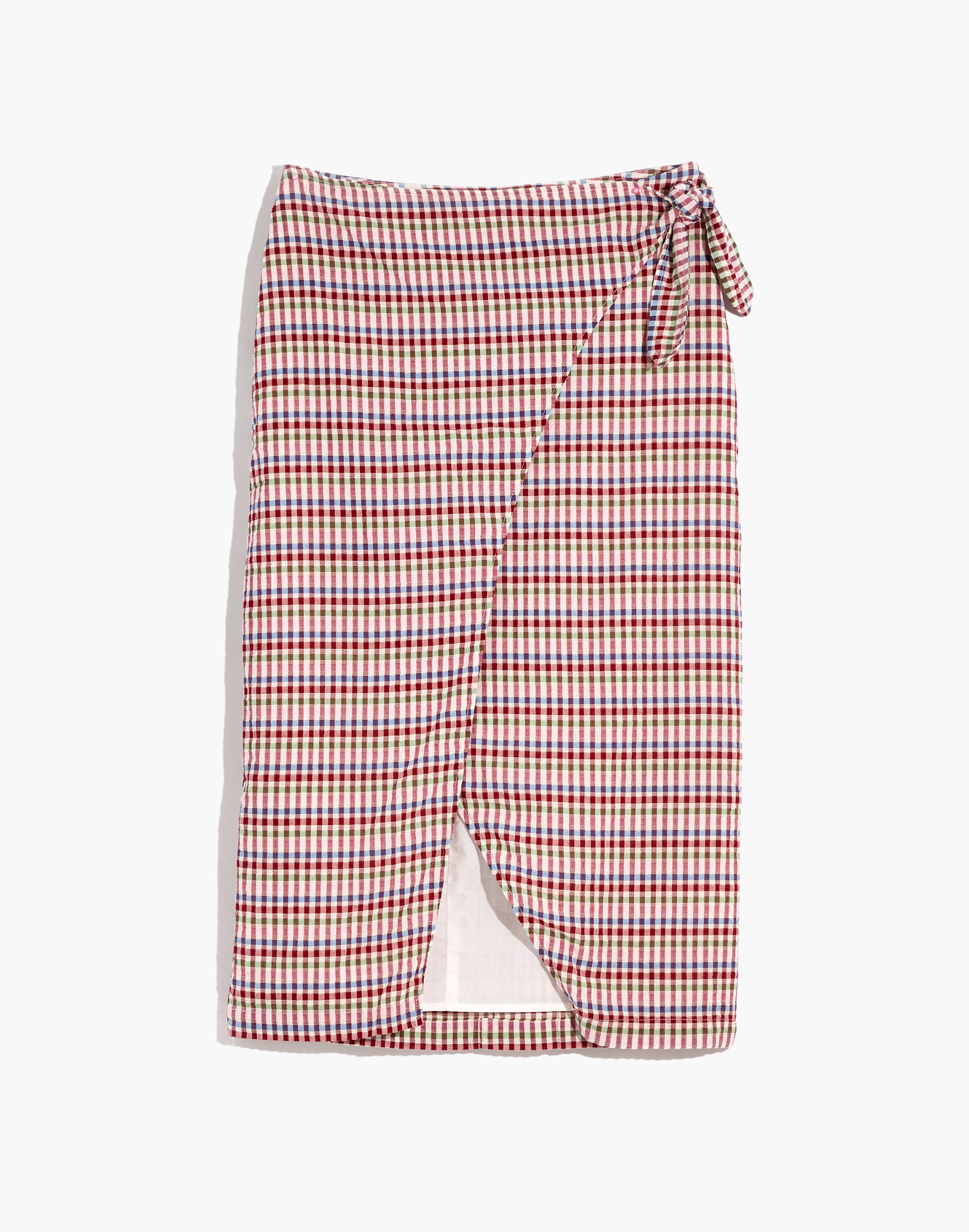 Sarong Midi Skirt in Rainbow Gingham