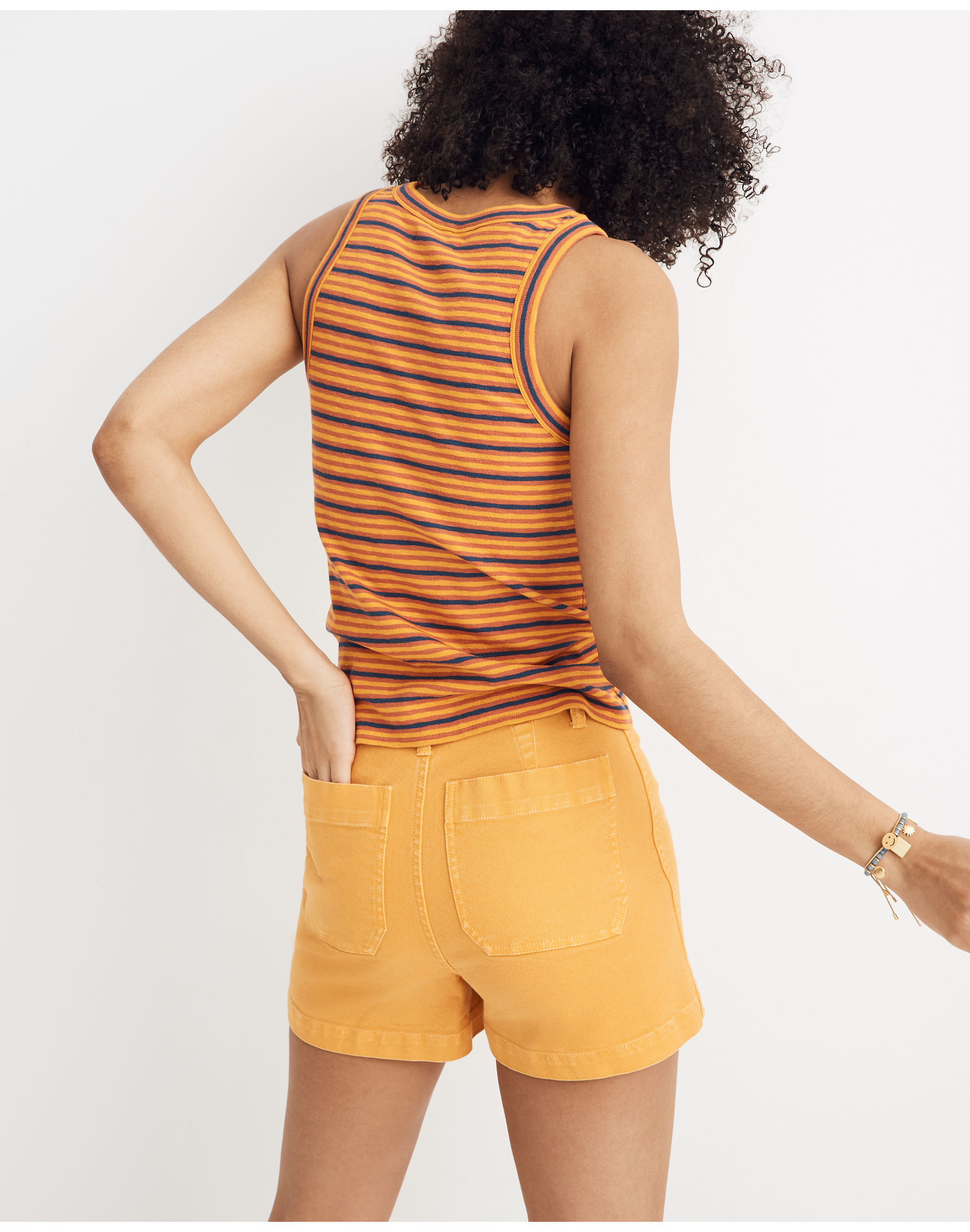 Audio Knot-Front Tank Top in Stripe