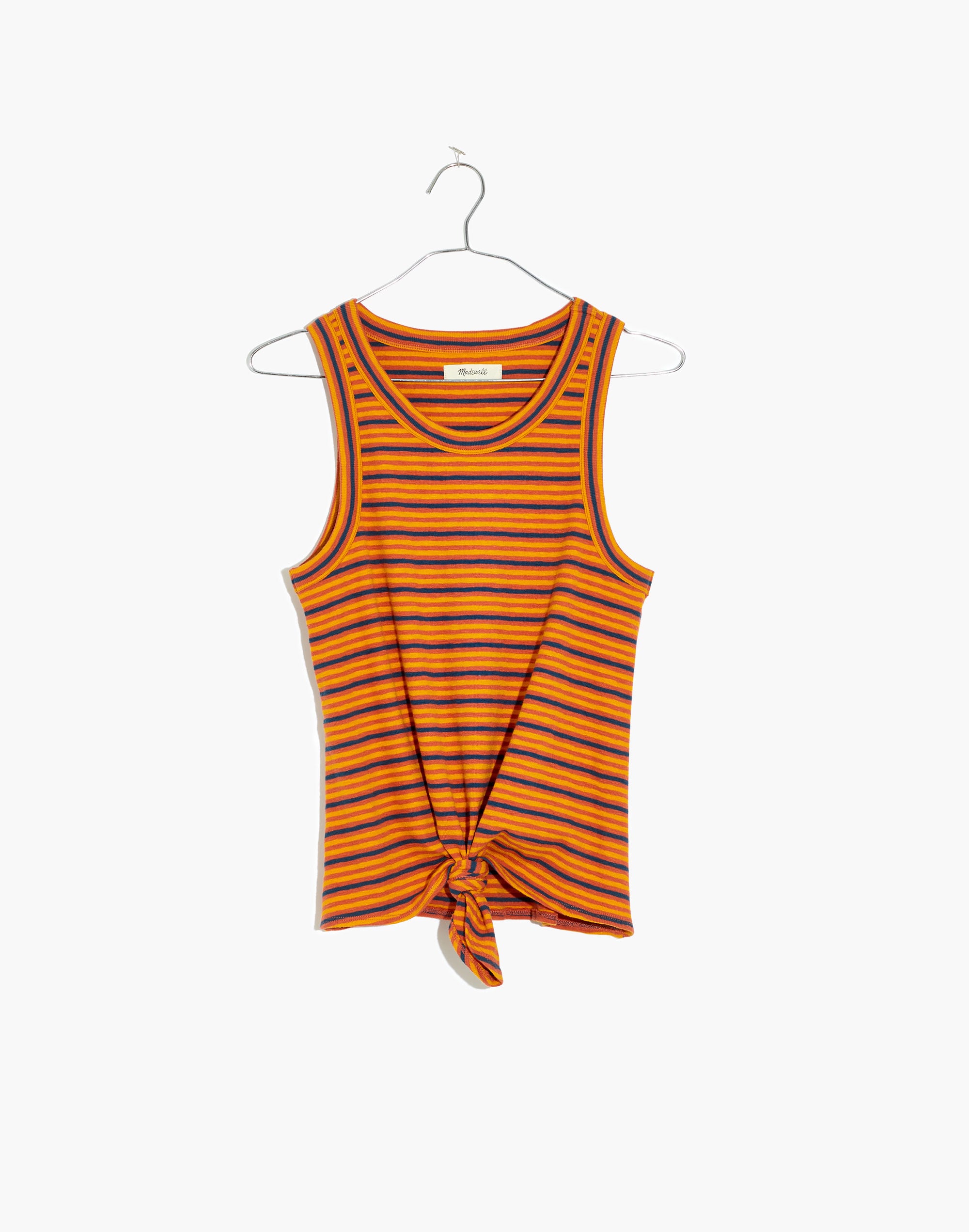 Audio Knot-Front Tank Top in Stripe