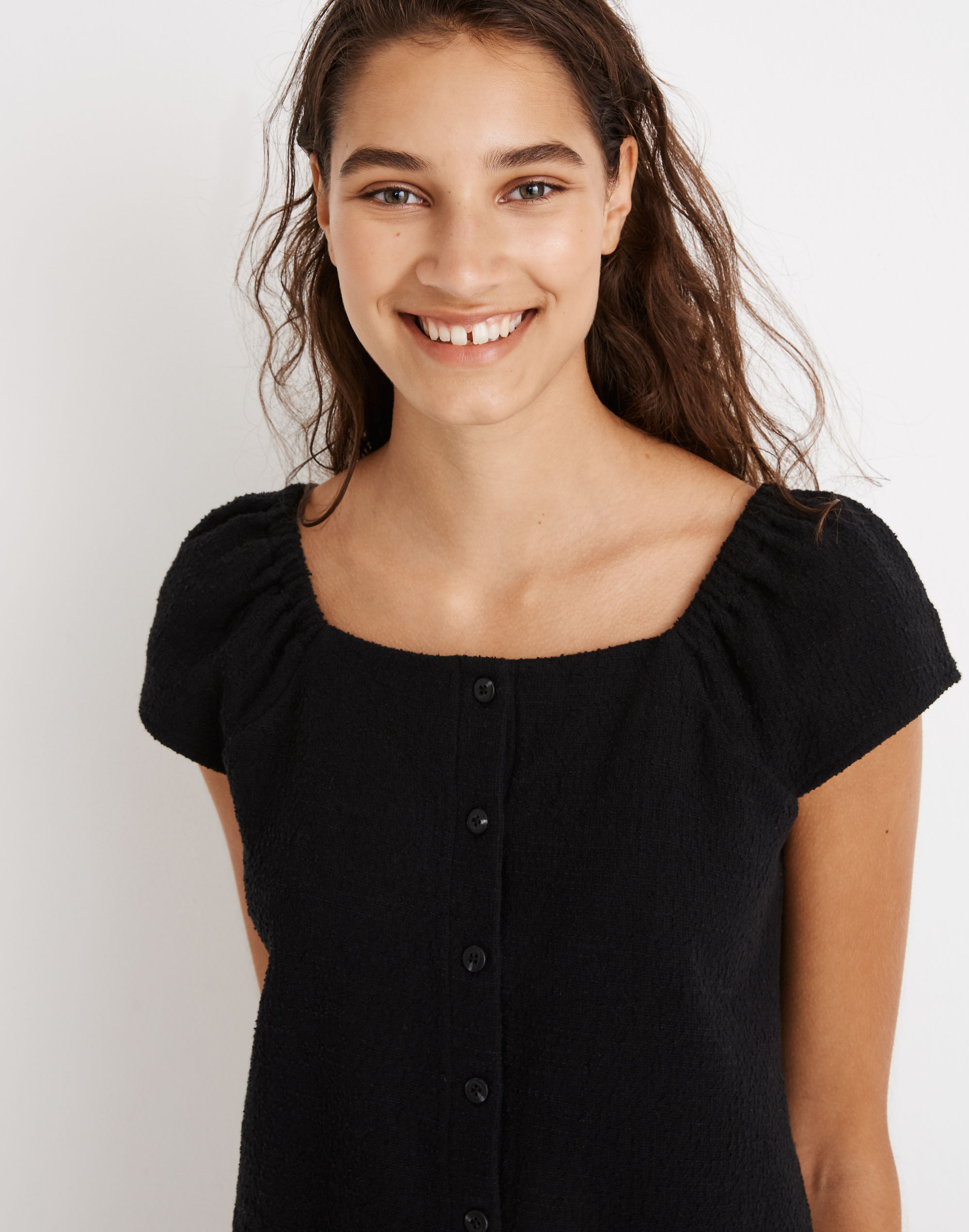 Texture &amp; Thread Button-Front Top