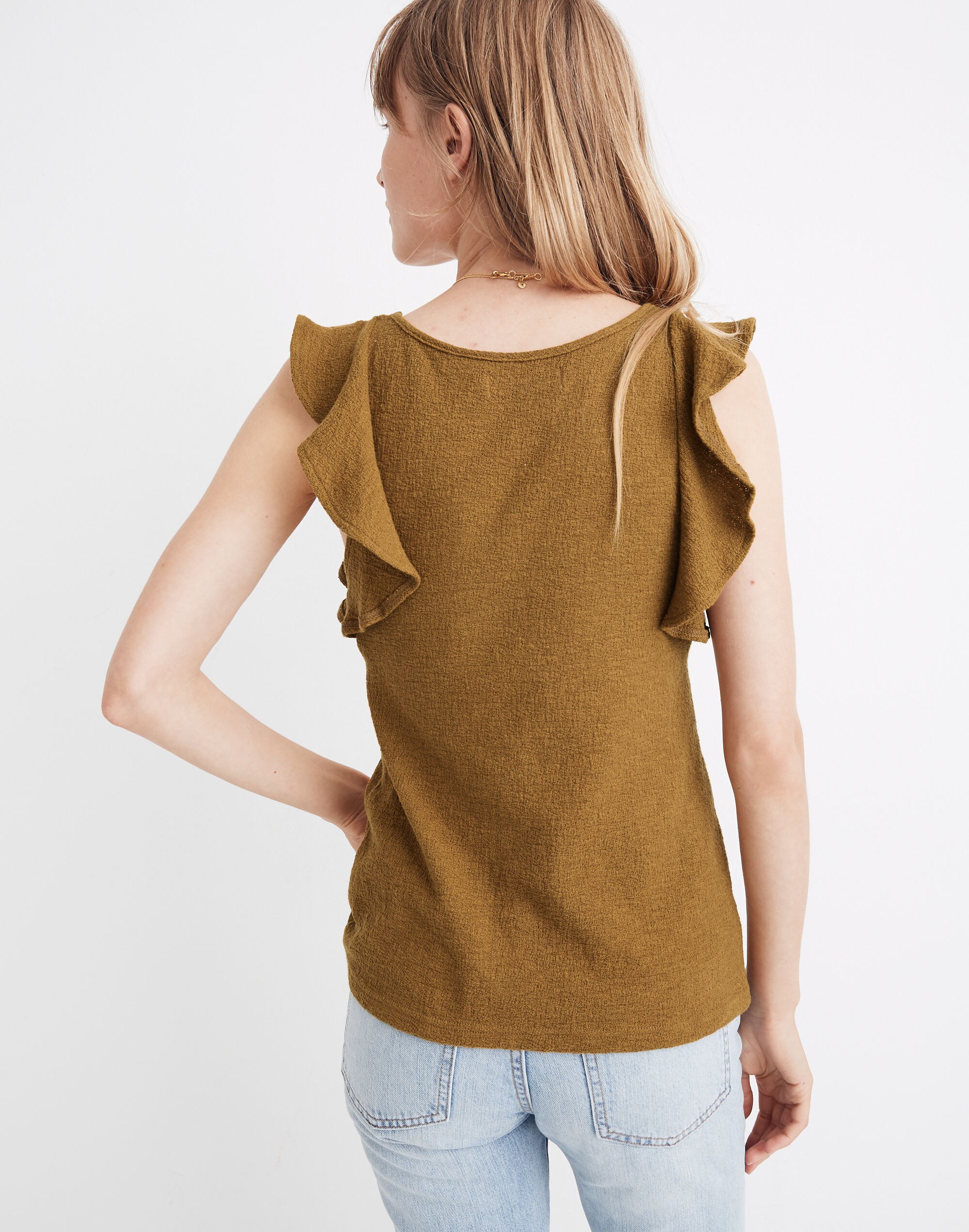 Ruffle-Sleeve Tank Top