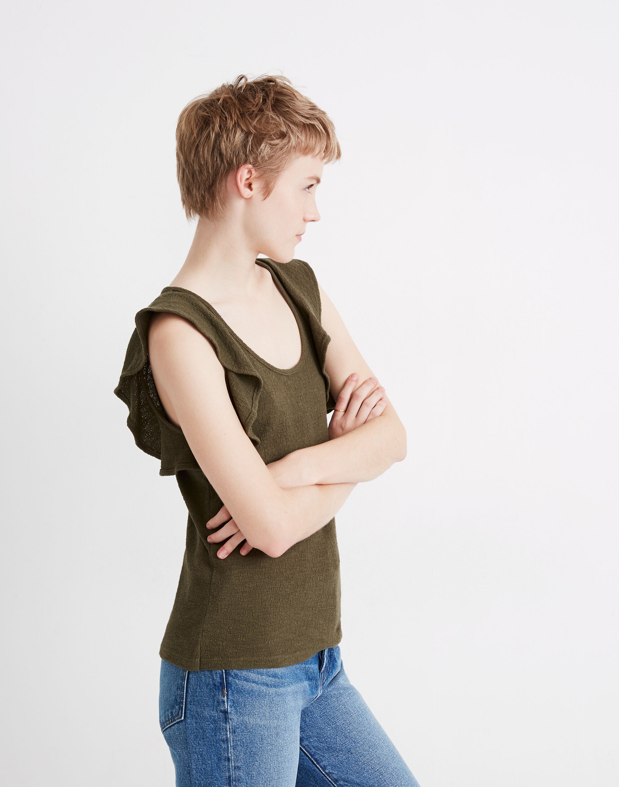 6(ROKU)◇FRILL NO SLEEVE TOP roku 6 ROKU FRILL NO SLEEVE TOP