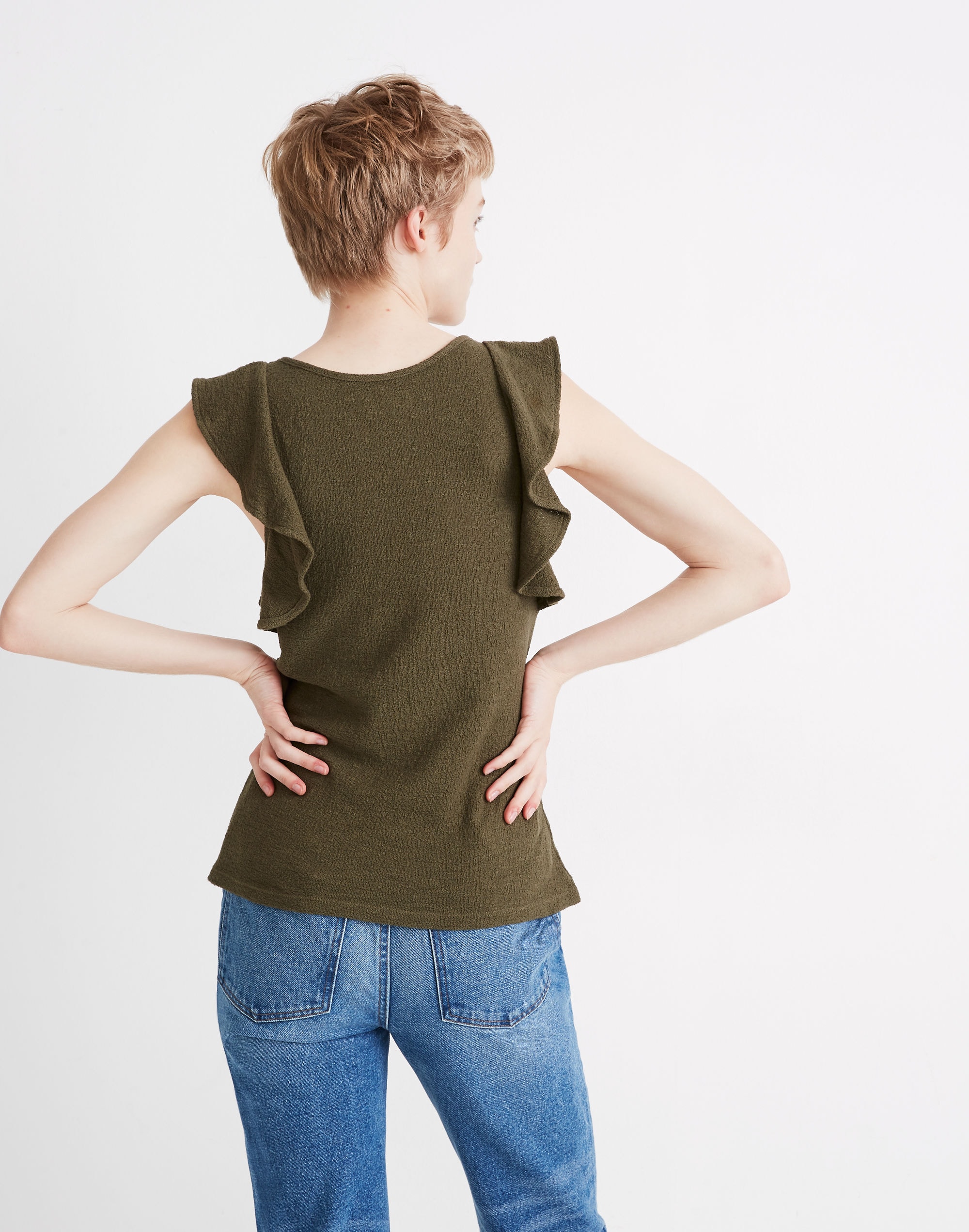 Ruffle-Sleeve Tank Top