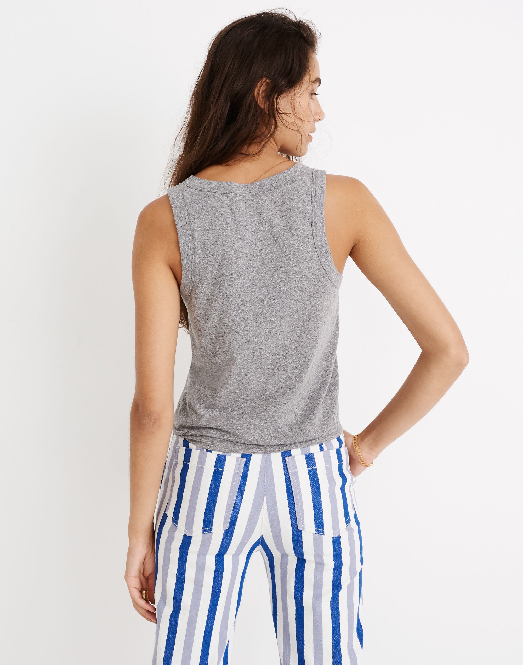 Triblend Audio Knot-Front Tank Top