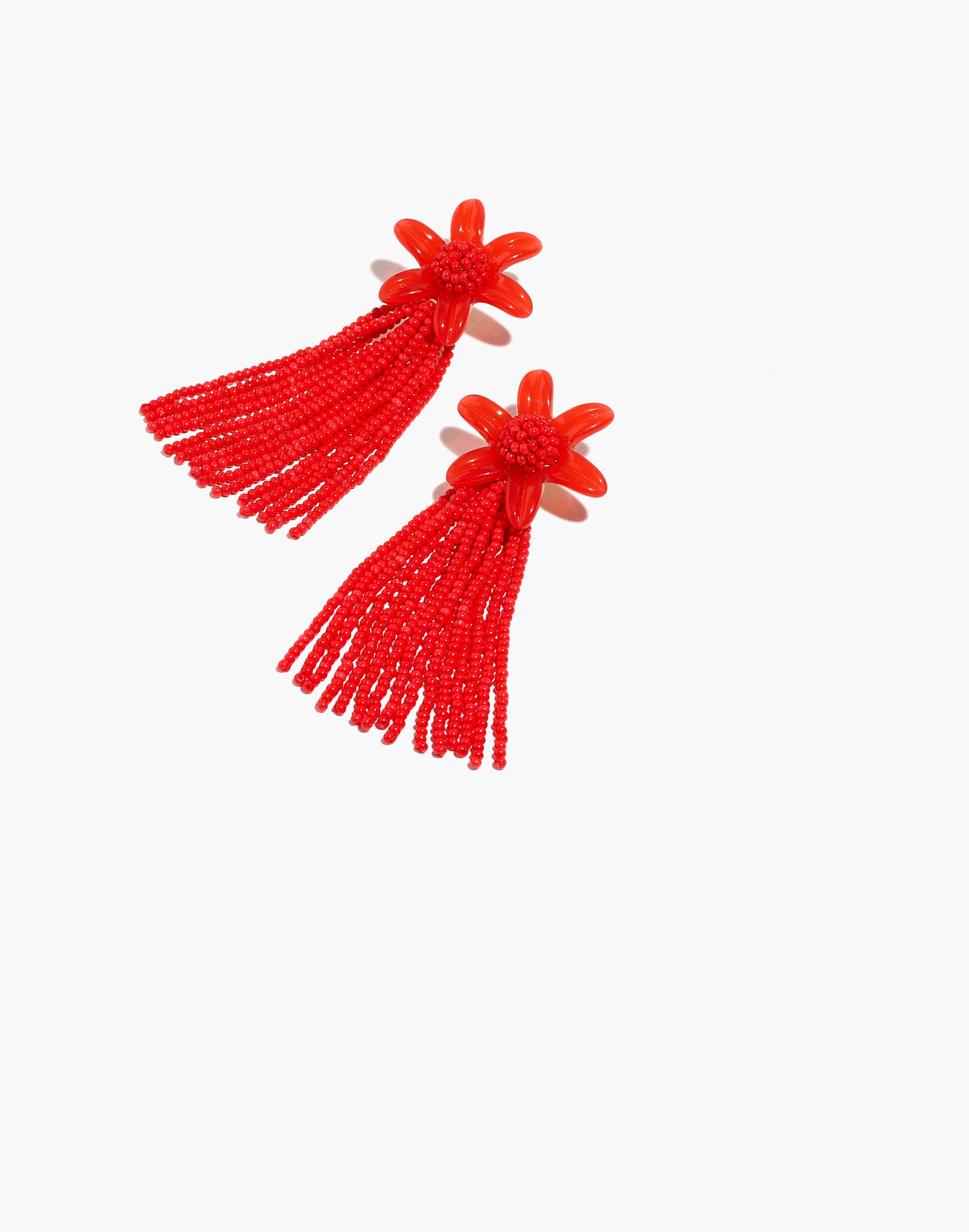 Beaded Tassel Flower Earrings