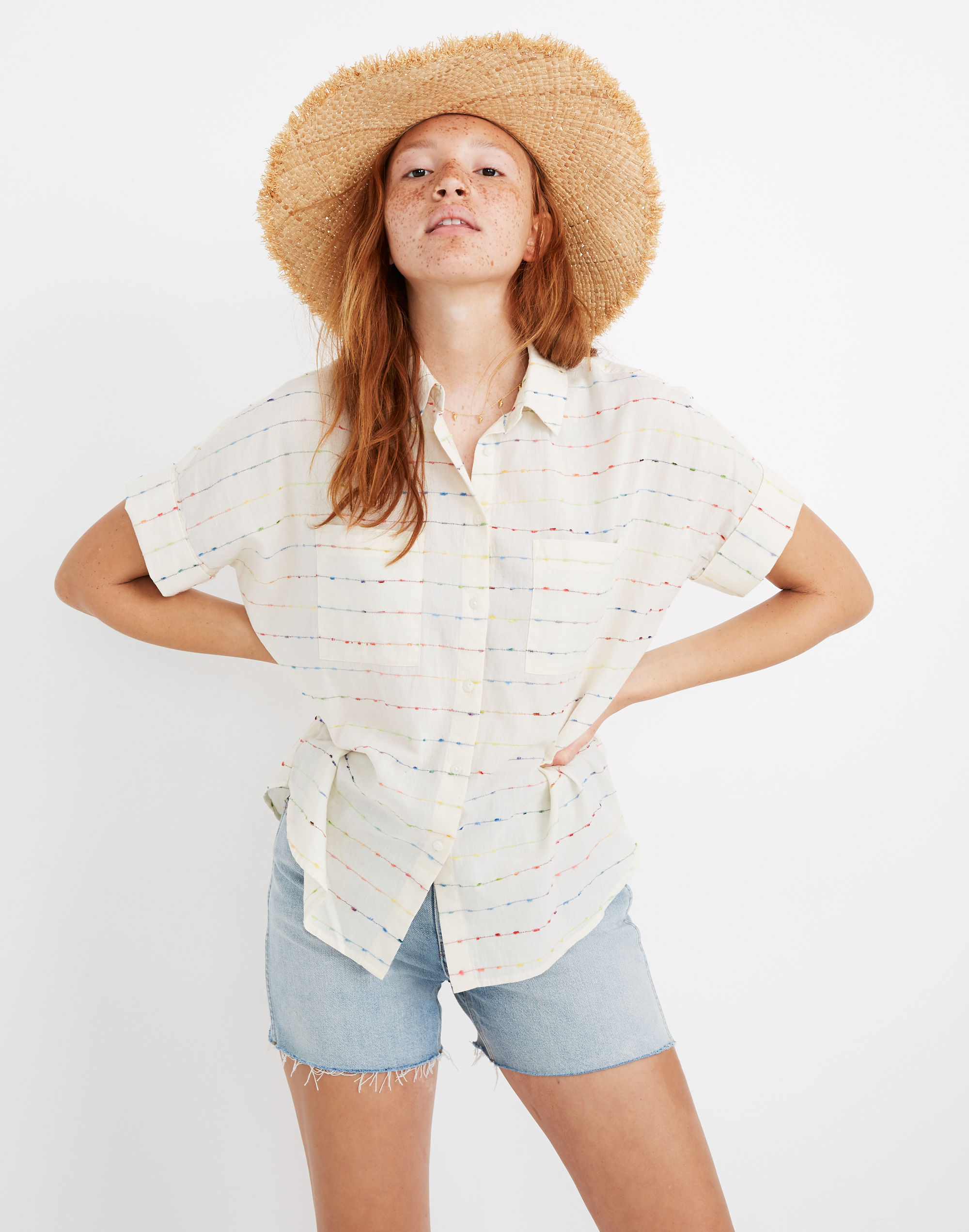 courier shirt in flecked rainbow stripe