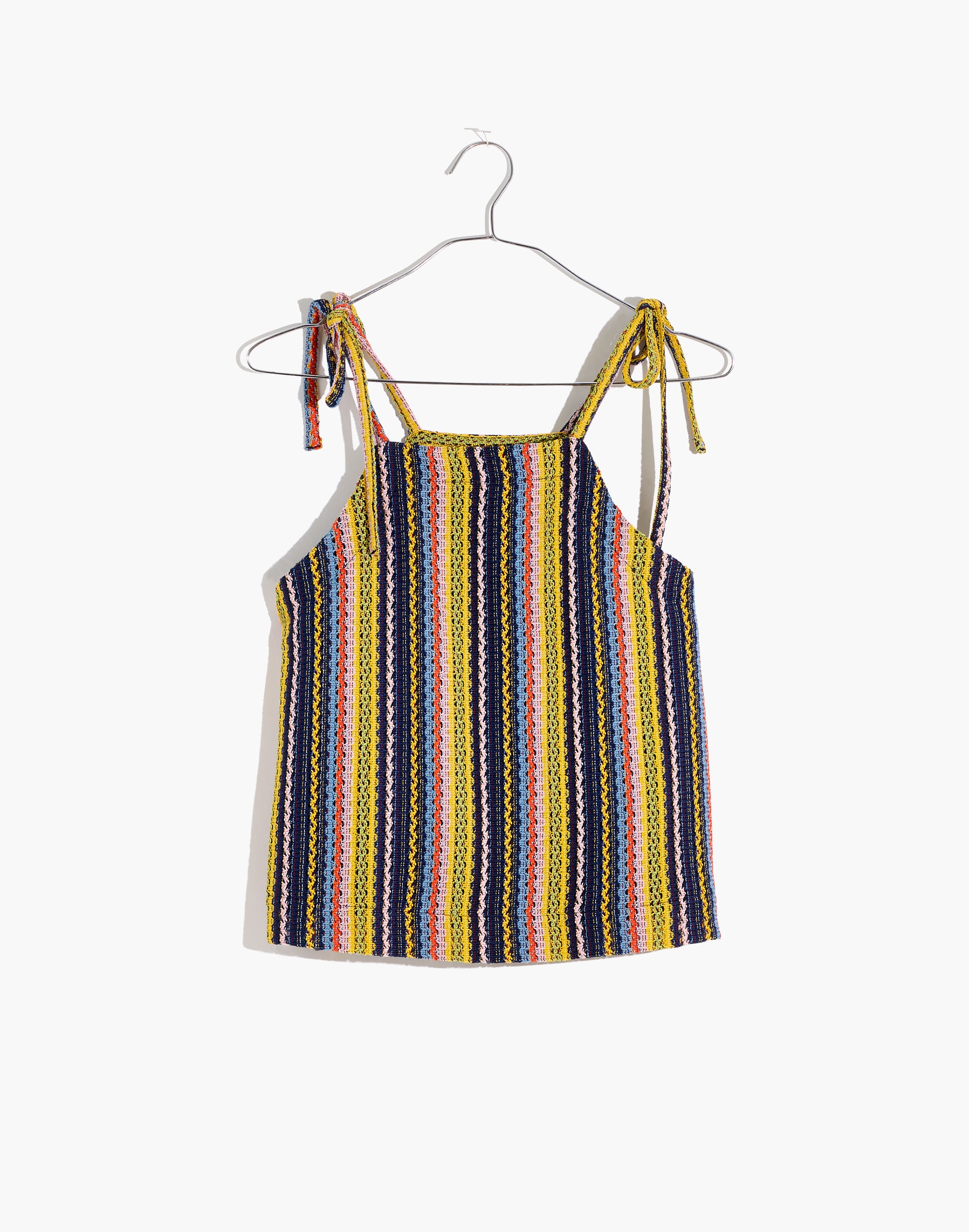 Texture &amp; Thread Tie-Shoulder Tank Top in Rainbow Crochet