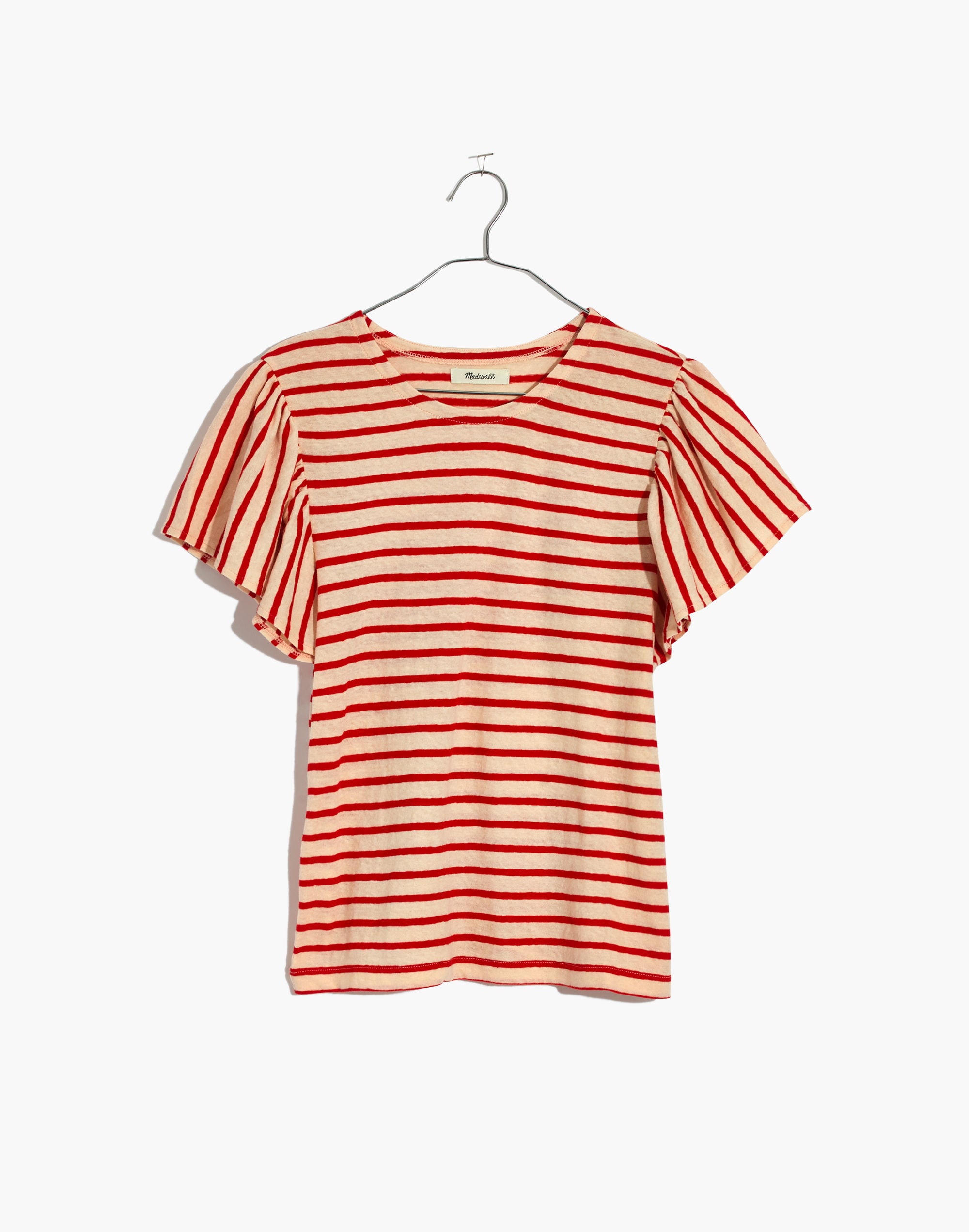 Flutter-Sleeve Tee in Yorktown Stripe