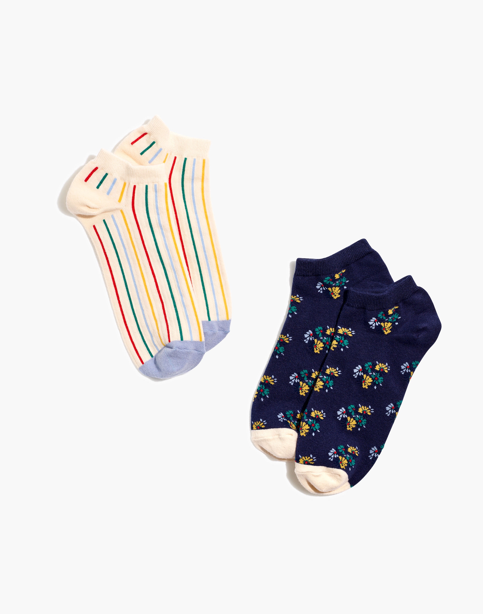 two-pack rainbow stripe ankle socks
