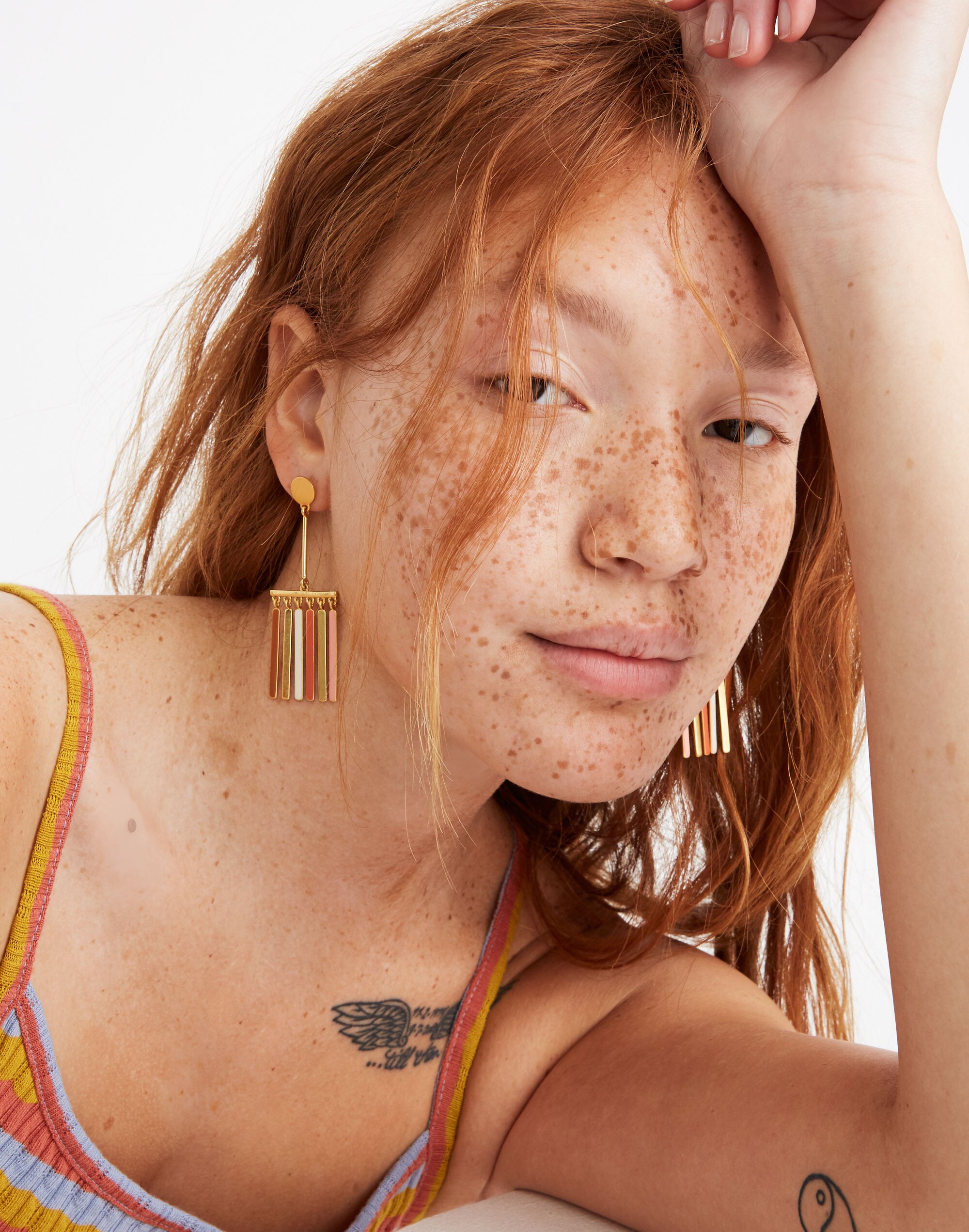 Enamel Rainbow Fringe Earrings