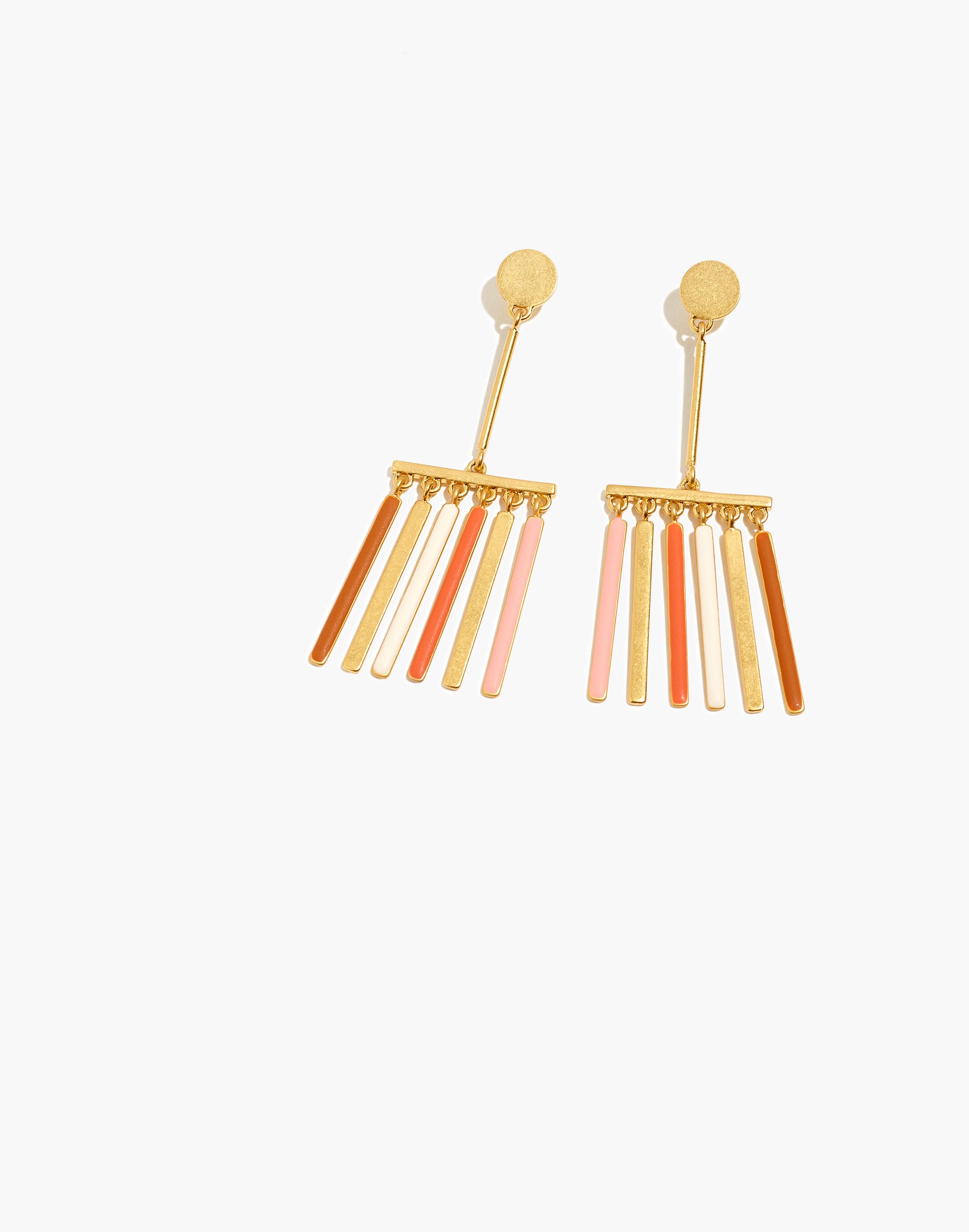Enamel Rainbow Fringe Earrings