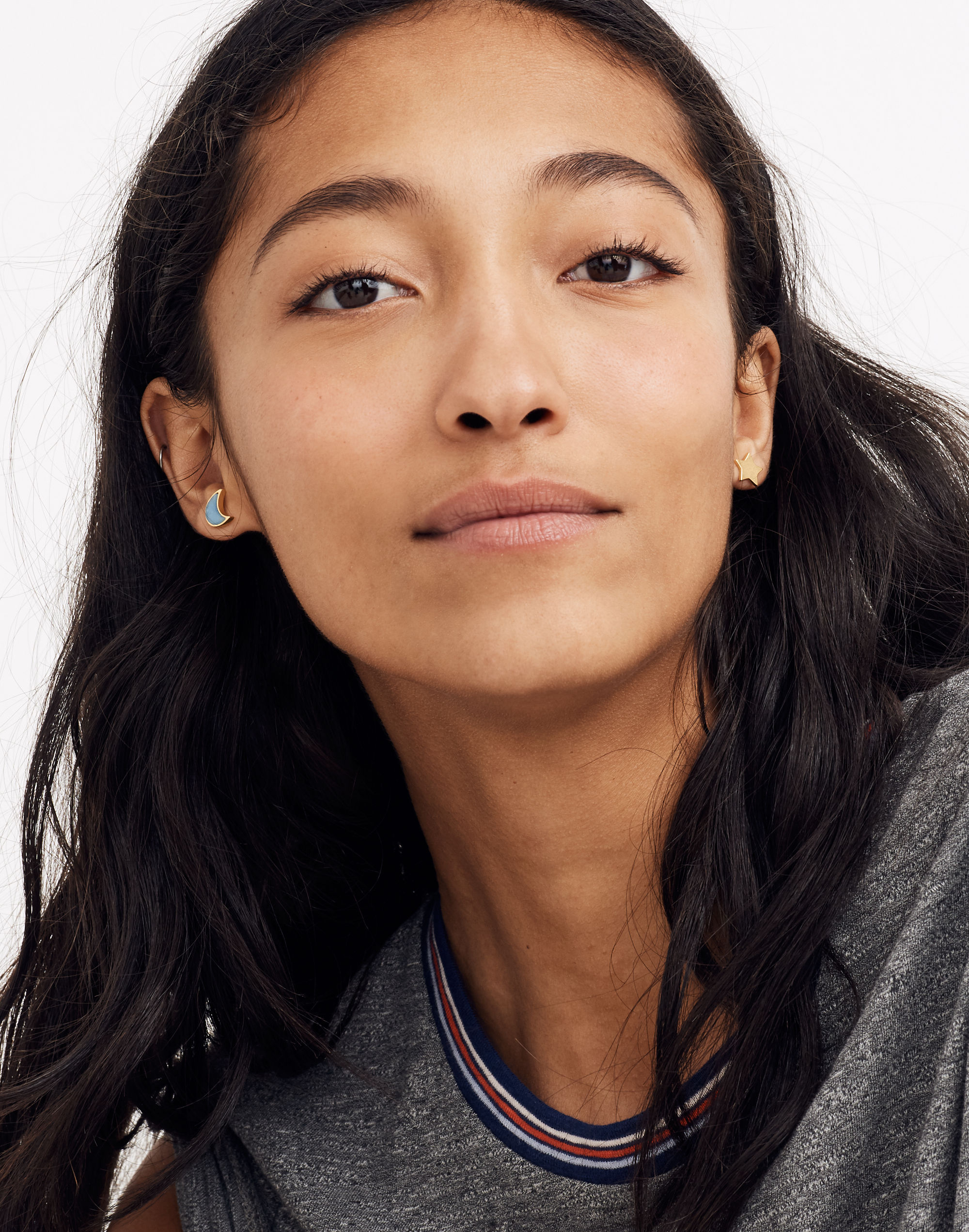 Moon and Star Stud Earrings