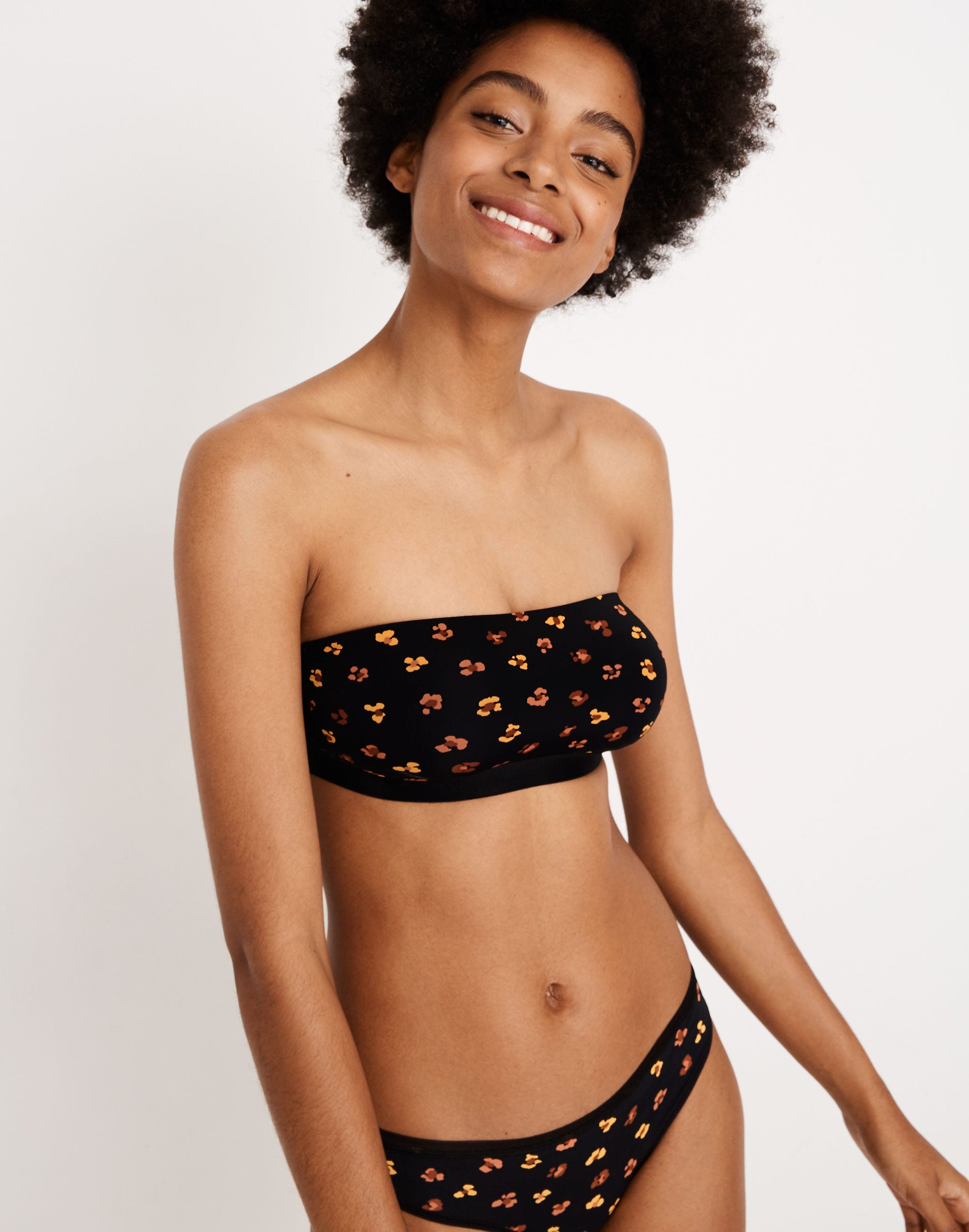 madewell x lively&trade; bandeau strapless bra in feline floral