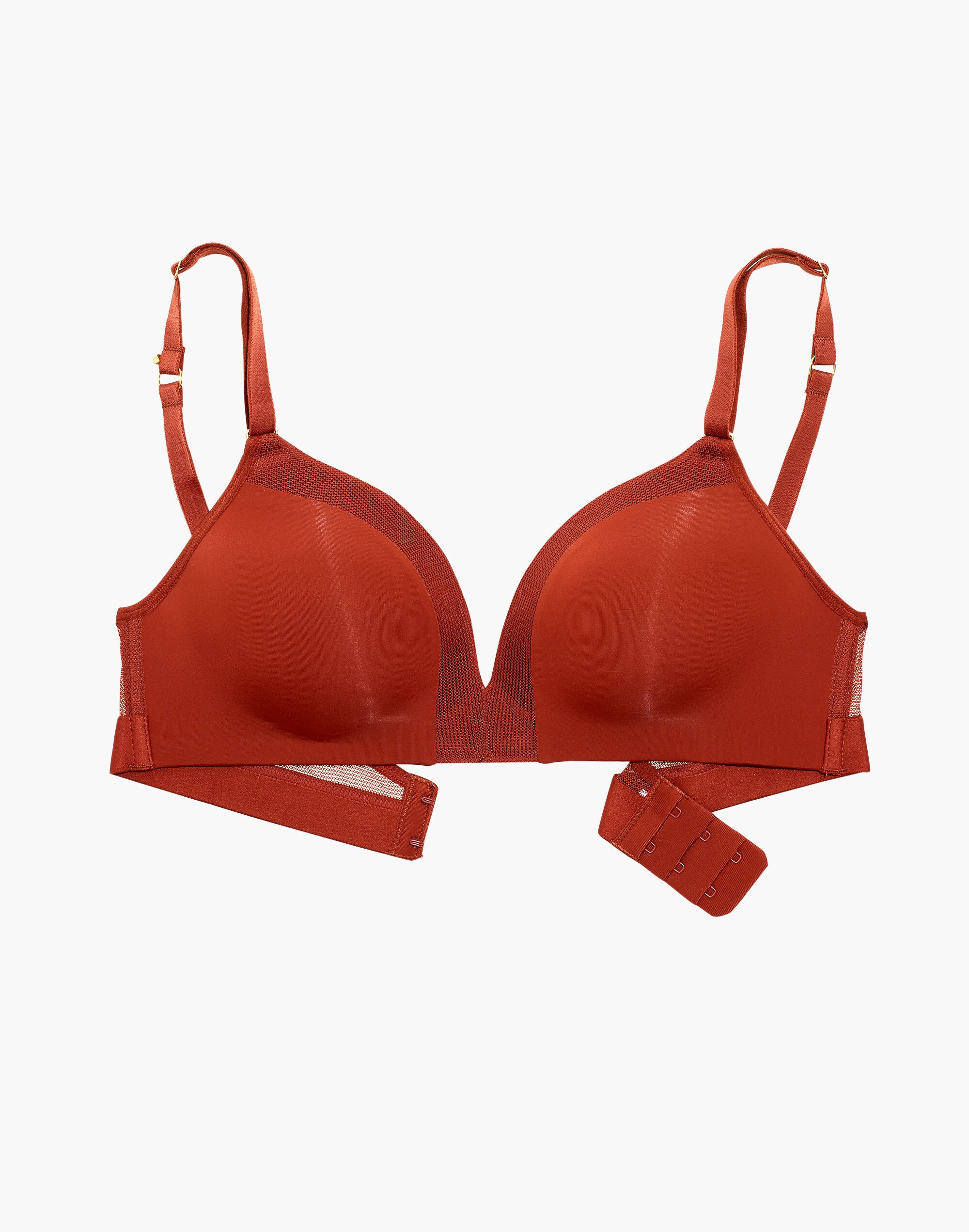 Madewell x Lively&trade; Mesh-Trim No-Wire Bra in Burnished Mahogany