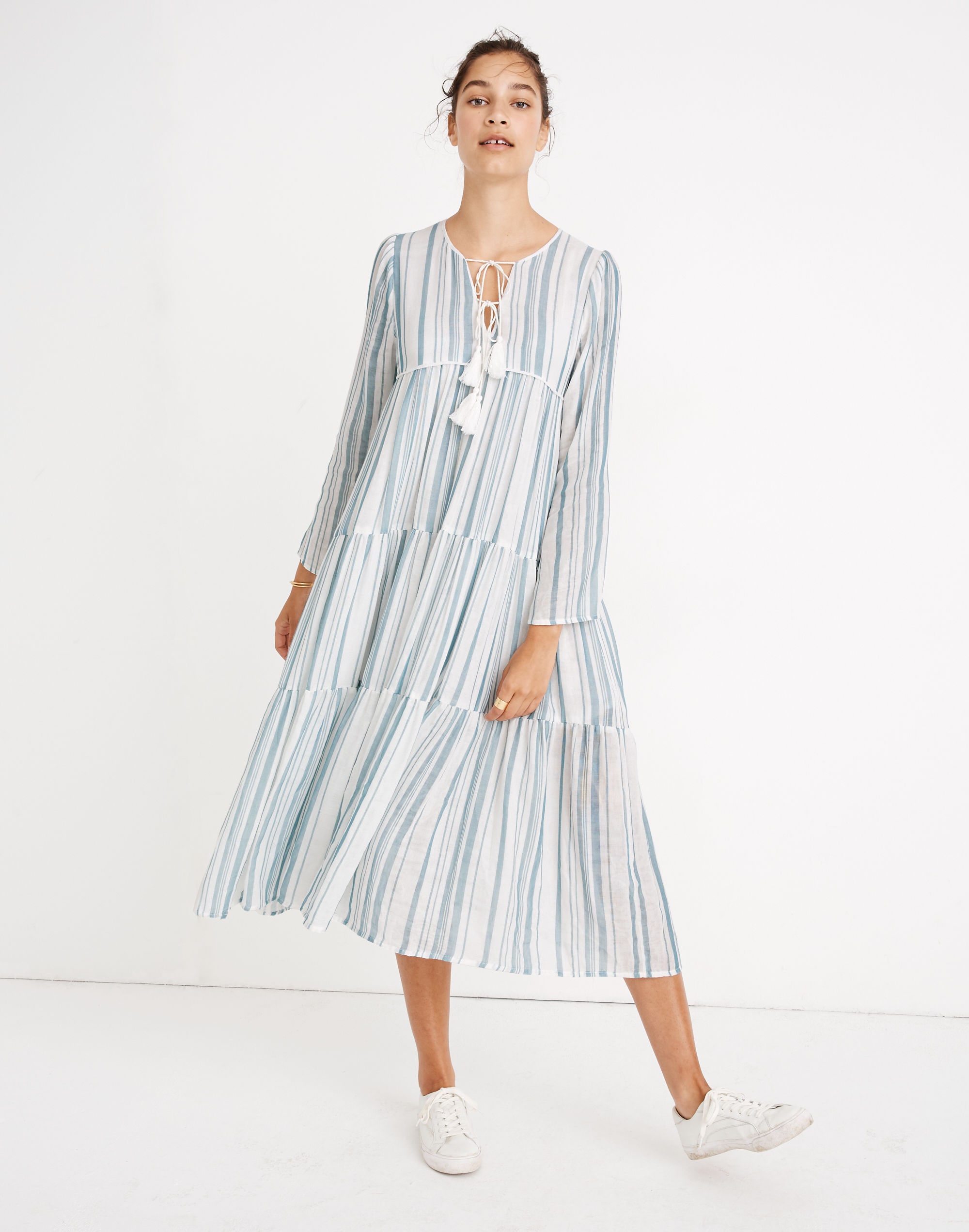 madewell x christy dawn striped paloma midi dress