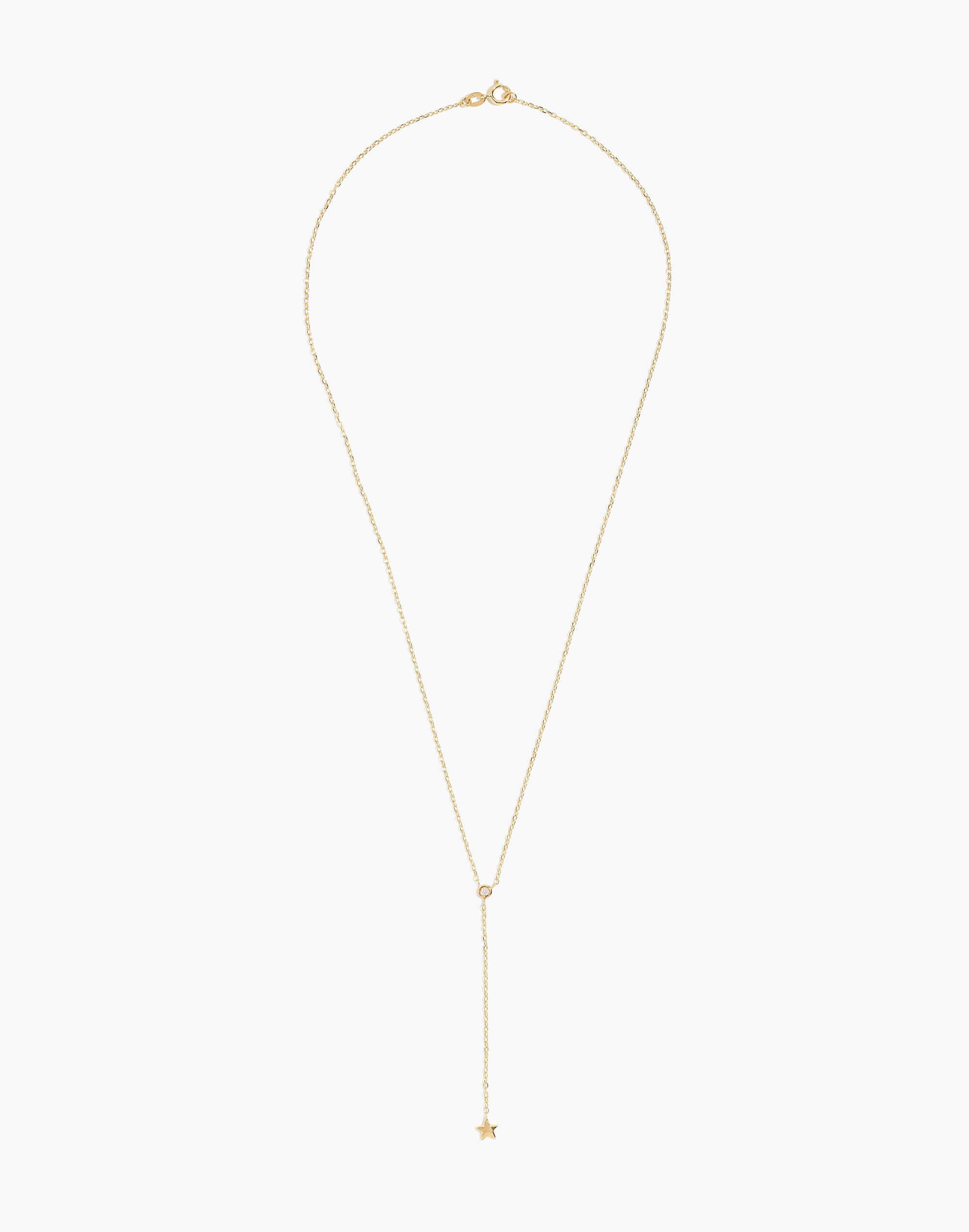 Gjenmi 14k Gold Diamond Shooting Star Lariat Necklace