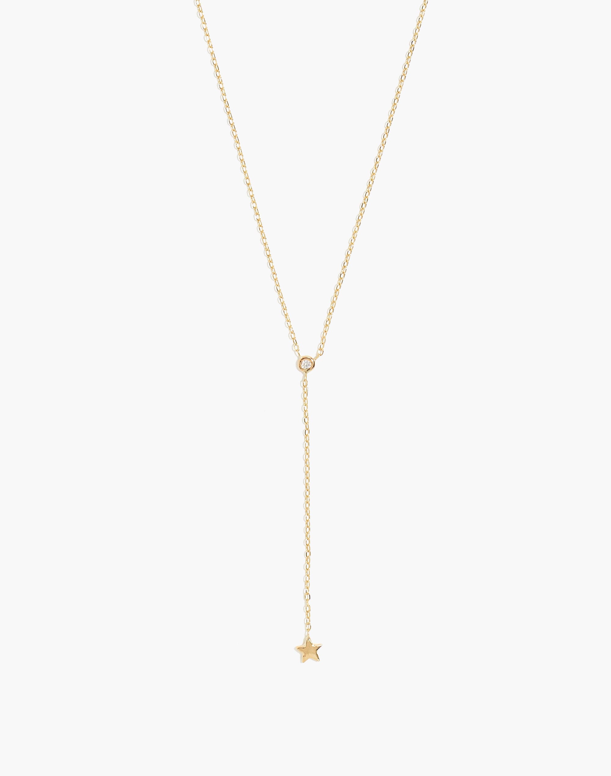 Gjenmi 14k Gold Diamond Shooting Star Lariat Necklace