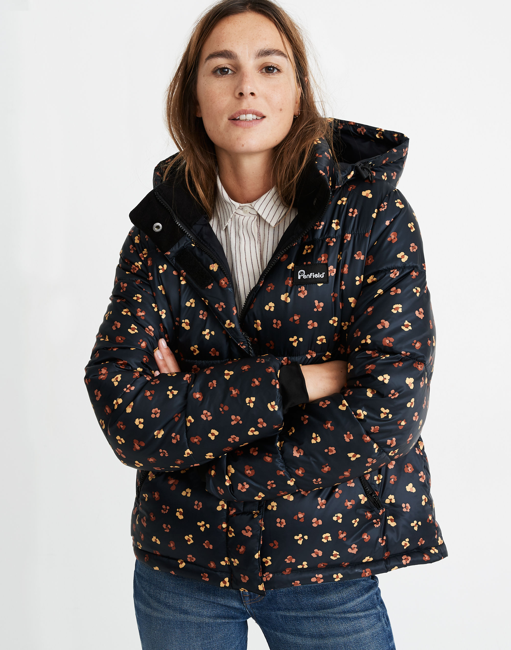 madewell x penfield&reg; equinox puffer jacket in feline floral