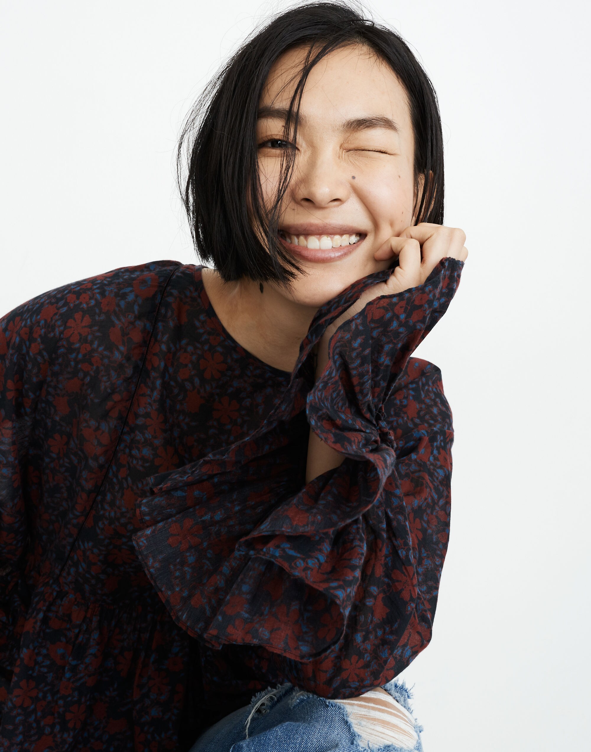 Apiece Apart&trade; Midnight Floral Gathered Top