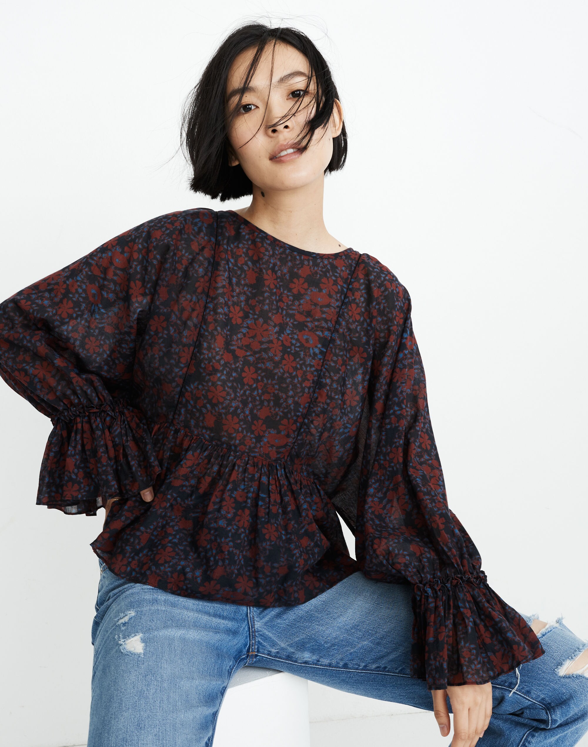 Apiece Apart&trade; Midnight Floral Gathered Top