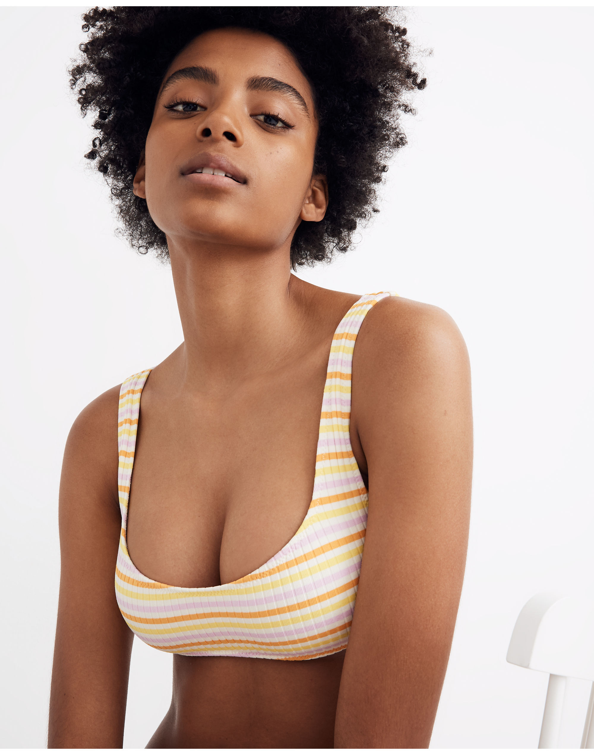 madewell x solid &amp; striped&reg; elle bikini top in horizontal stripe