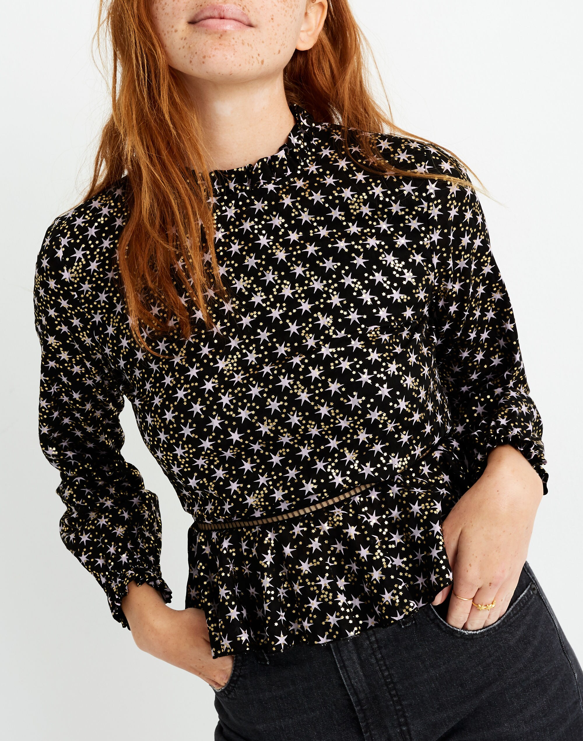 Stine Goya&trade; Shirley Peplum Top in Stars Black