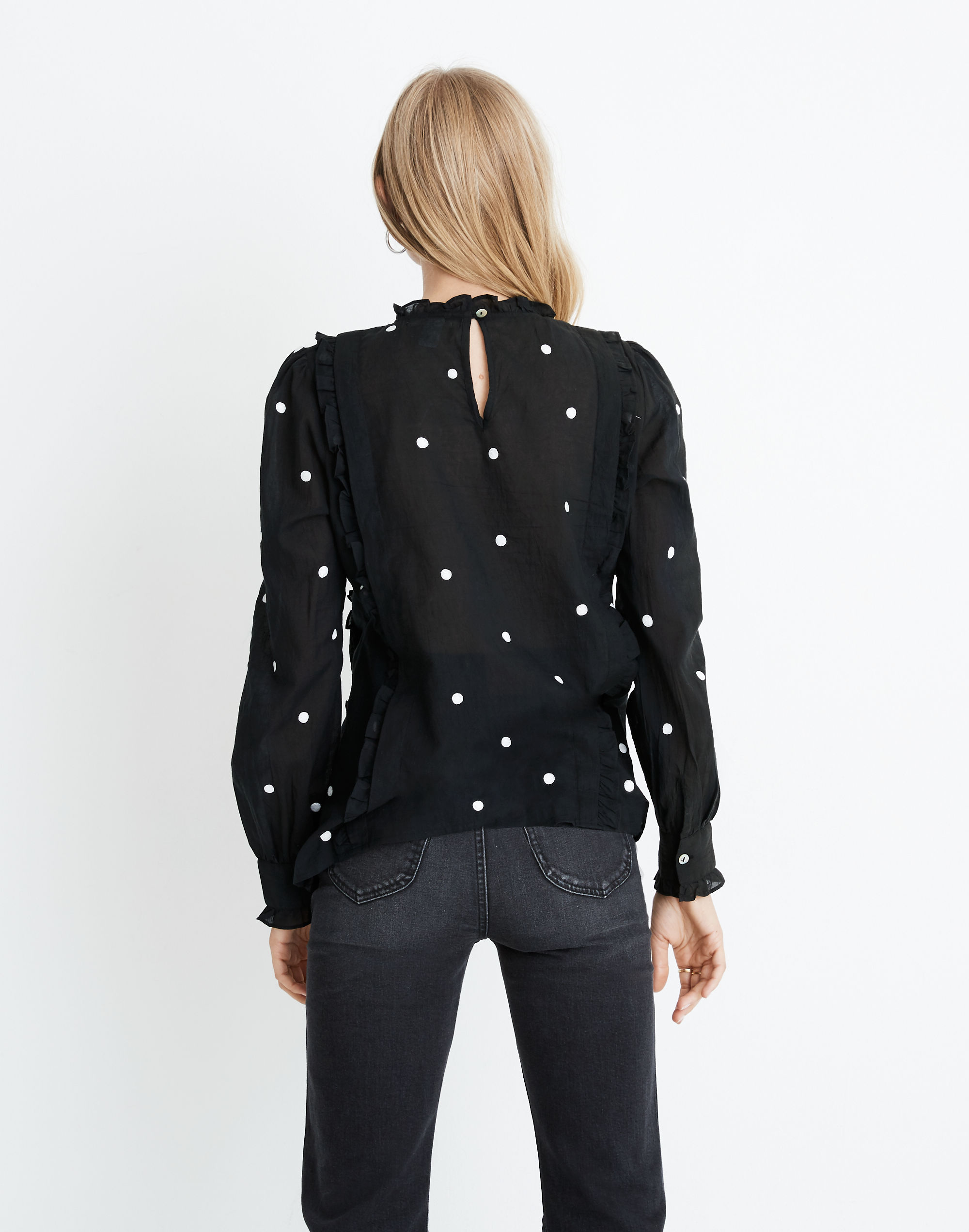 Banjanan Dot Embroidered Lola Ruffle Top