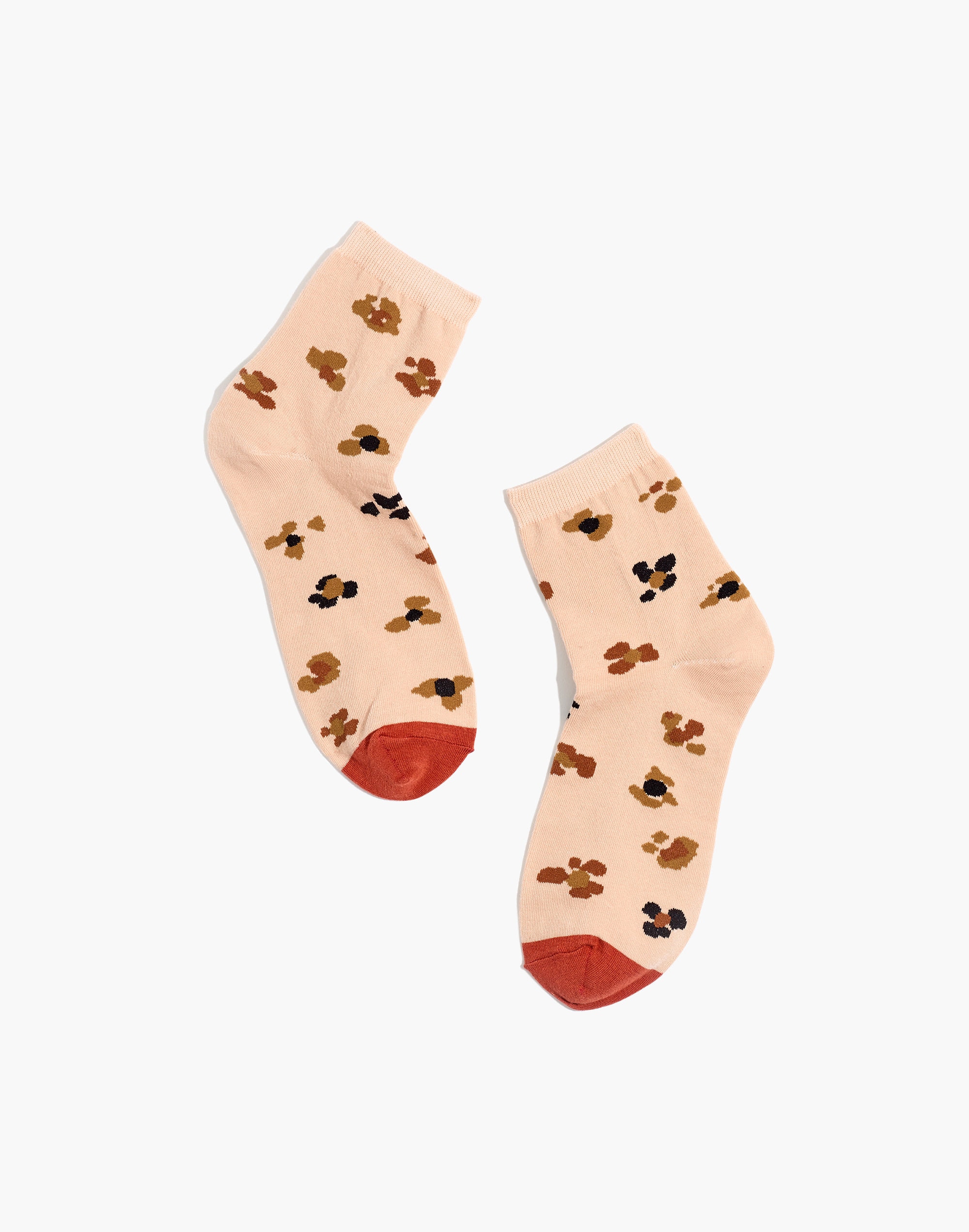 feline floral ankle socks
