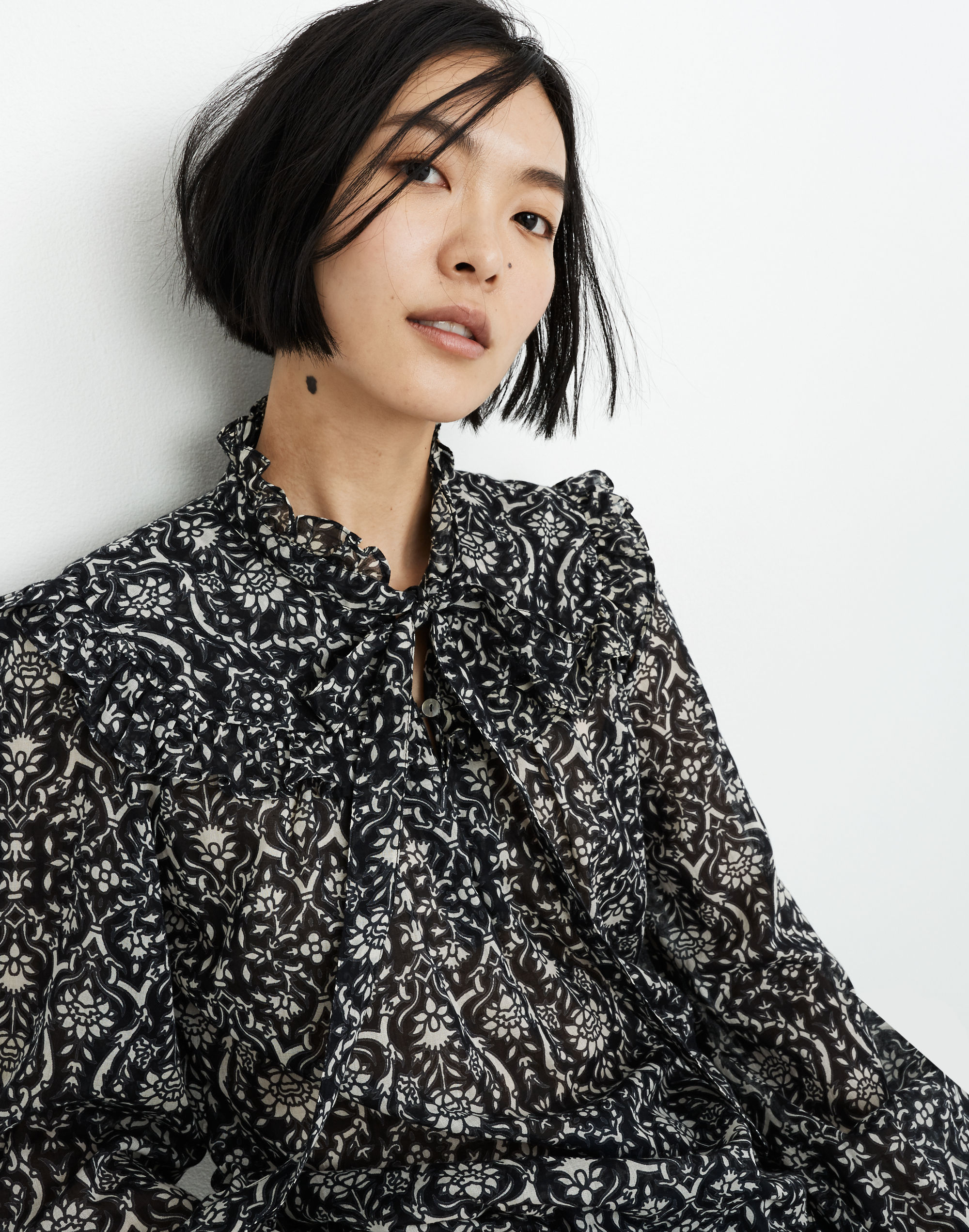 Banjanan Bethany Tie-Neck Ruffle Top